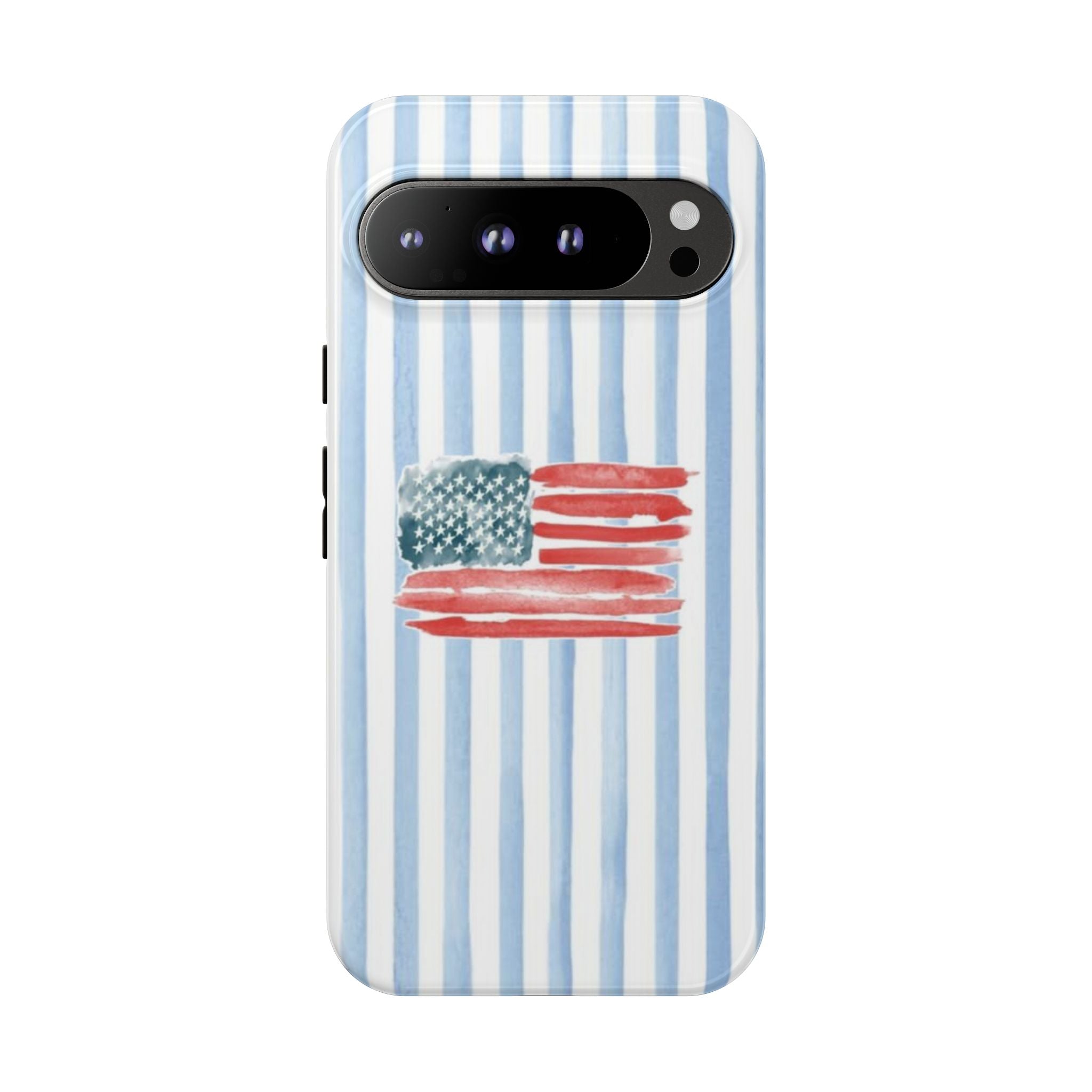 American Flag Watercolor Phone Case - Blue Stripe Tough Case