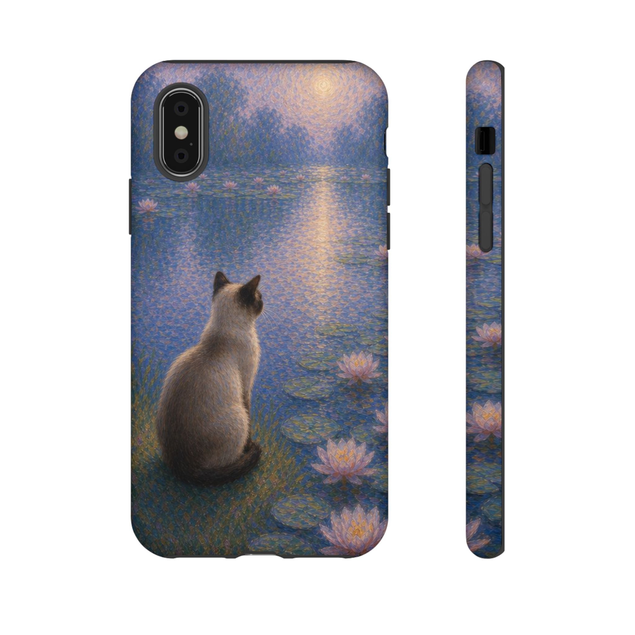 Cat Moonlight Phone Case — Serene Siamese by Lily Pond