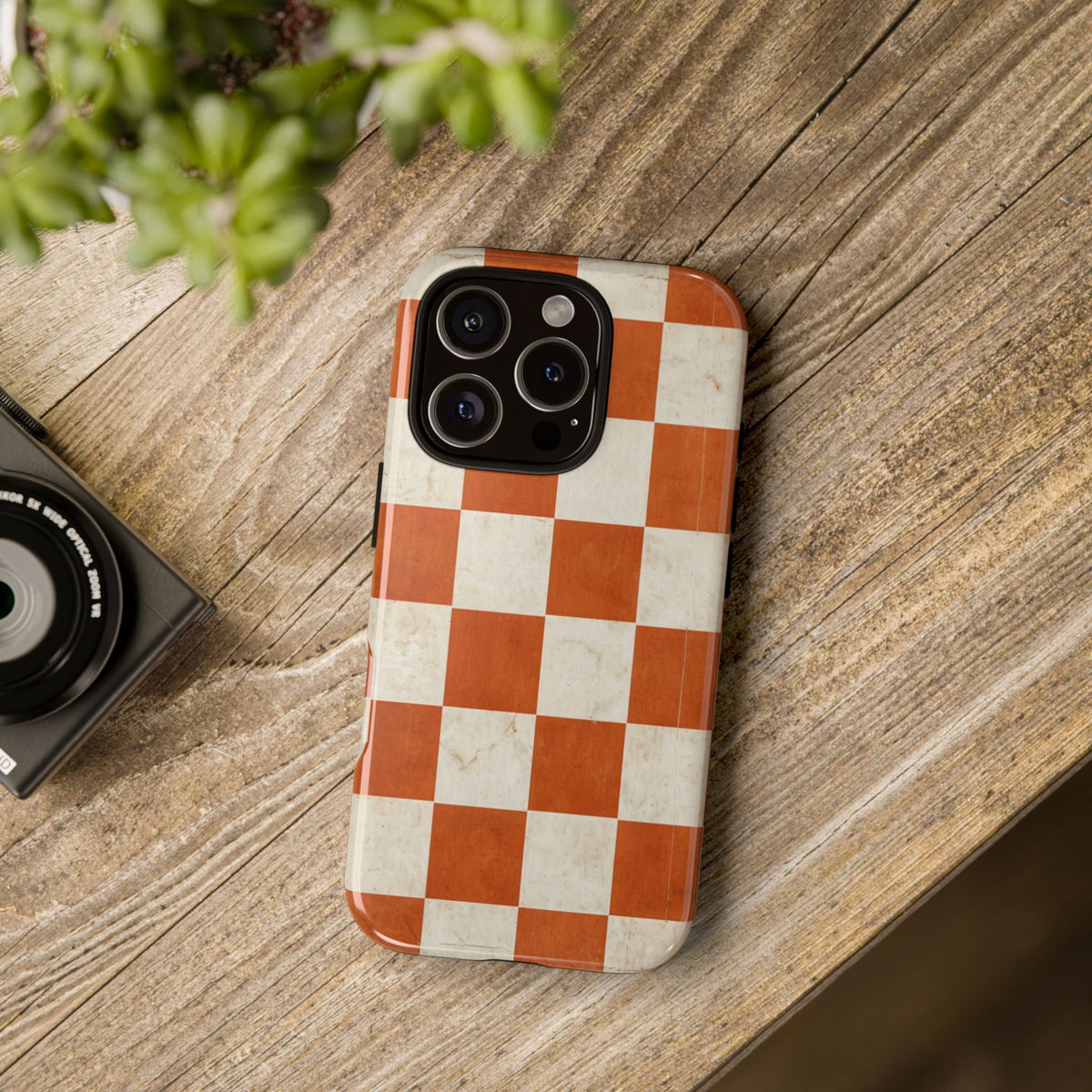 Vintage Orange Checkerboard Tough Phone Case