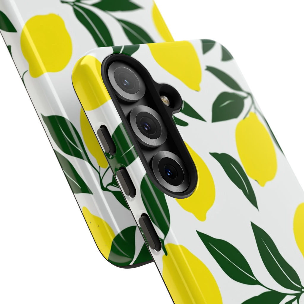 Lemon Pattern Tough Phone Case — Bright Citrus Protective Cover