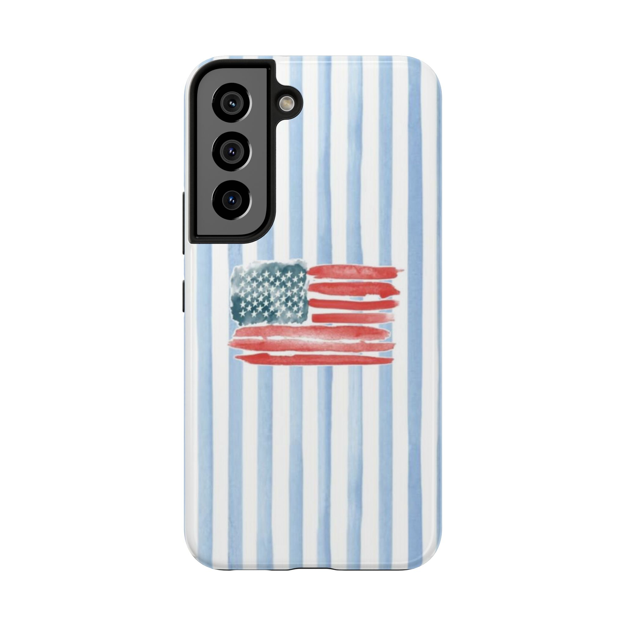American Flag Watercolor Tough Phone Case — Blue Striped Patriotic Phone Case