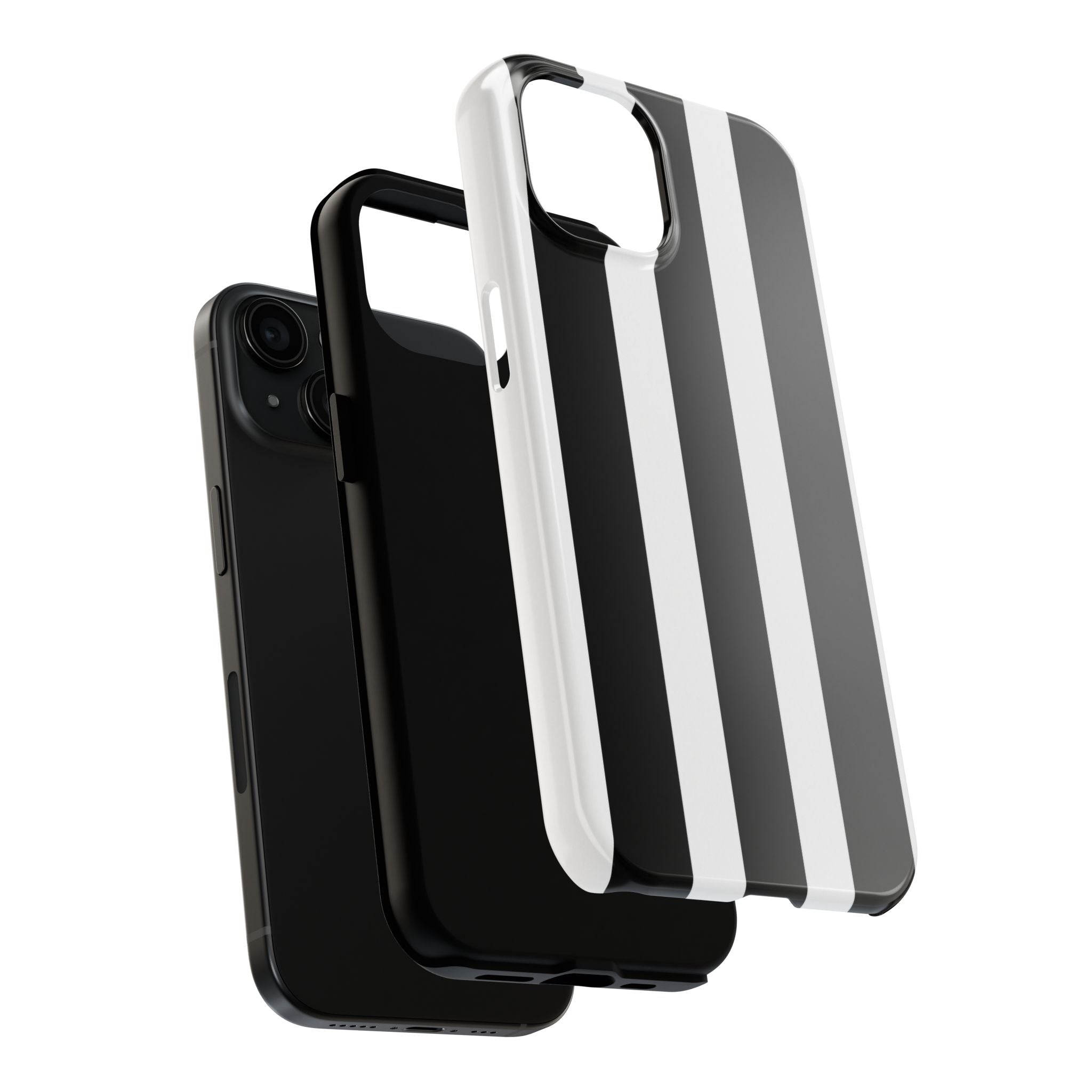 Black & White Bold Stripe Phone Case — Tough Protective Cover