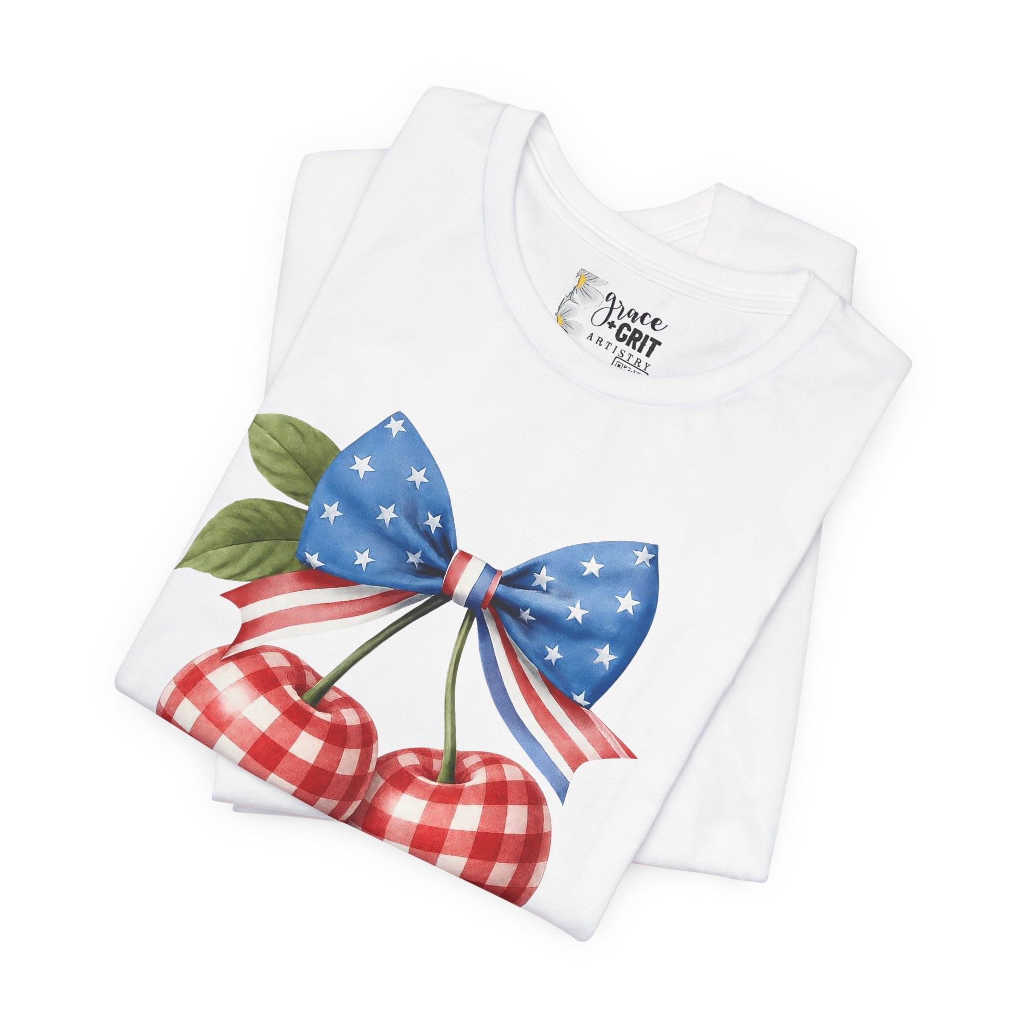 Independence Day Cherry Tee — Patriotic Bow 'Happy Independence Day' T-Shirt