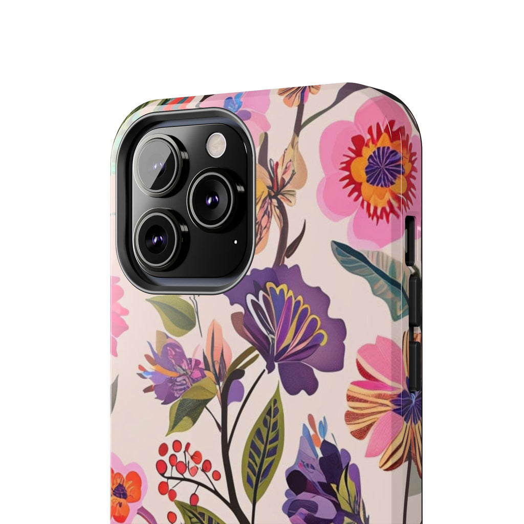Floral Tough Phone Case – Colorful Botanical Flower Design