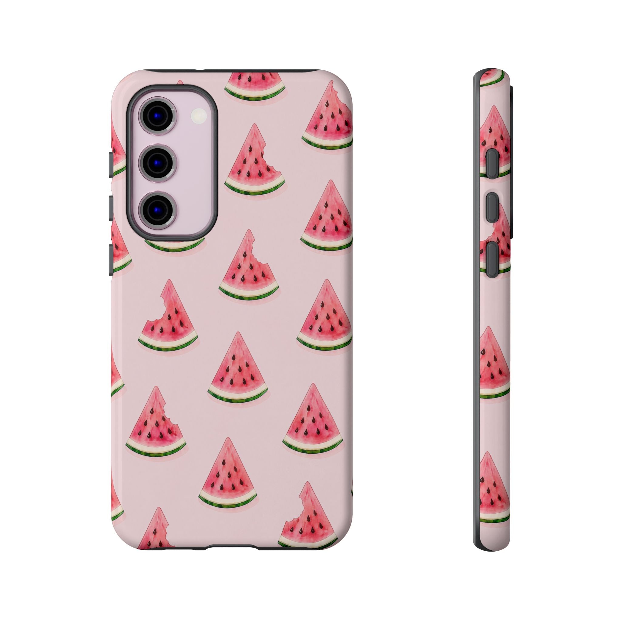 Watermelon Pattern Tough Phone Case — Pink Fruit Slice Protective Case