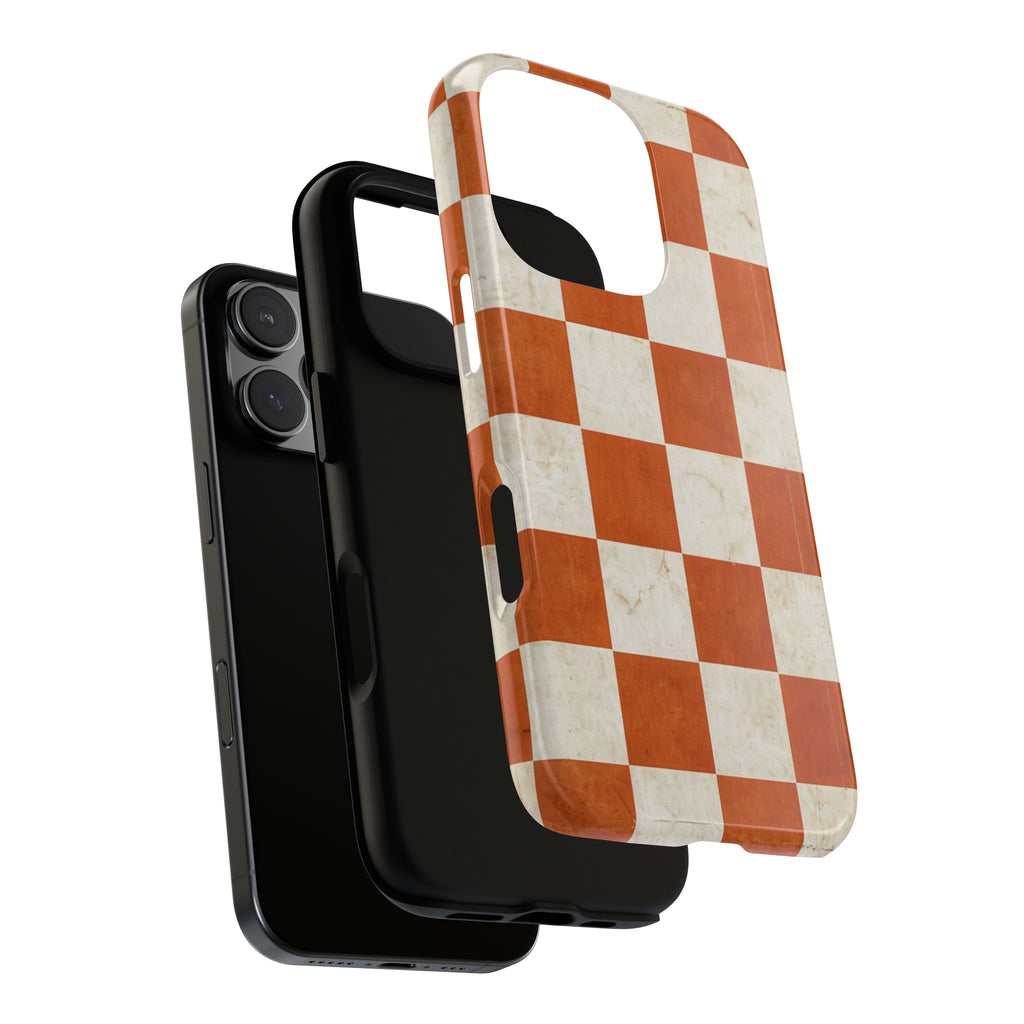 Vintage Orange Checkerboard Tough Phone Case