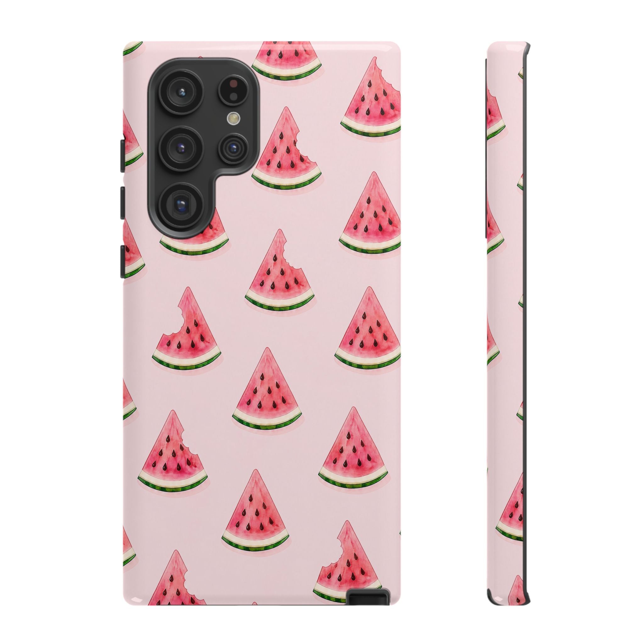 Watermelon Pattern Tough Phone Case — Pink Fruit Slice Protective Case