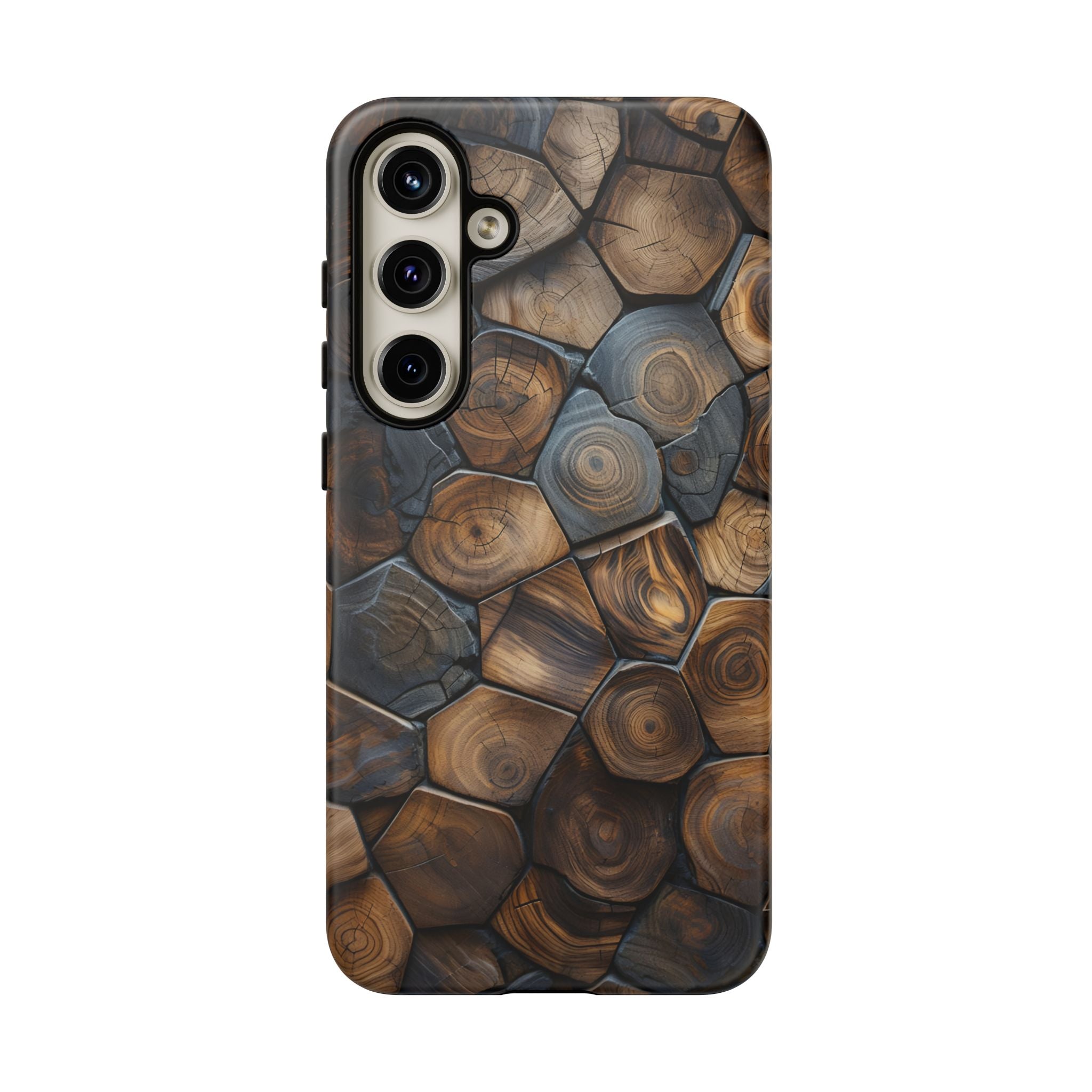 Wood Grain Hex Phone Case — Rustic Geometric iPhone Protection