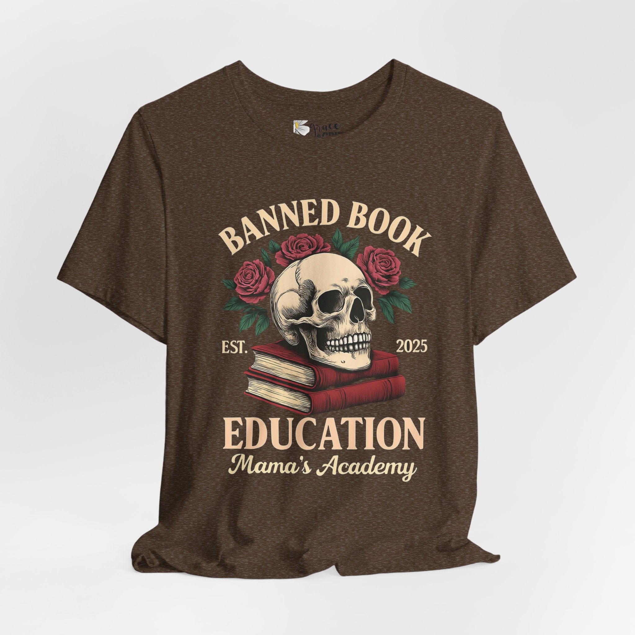 Banned Book Skull with Roses T-Shirt | Education Stack Tee
