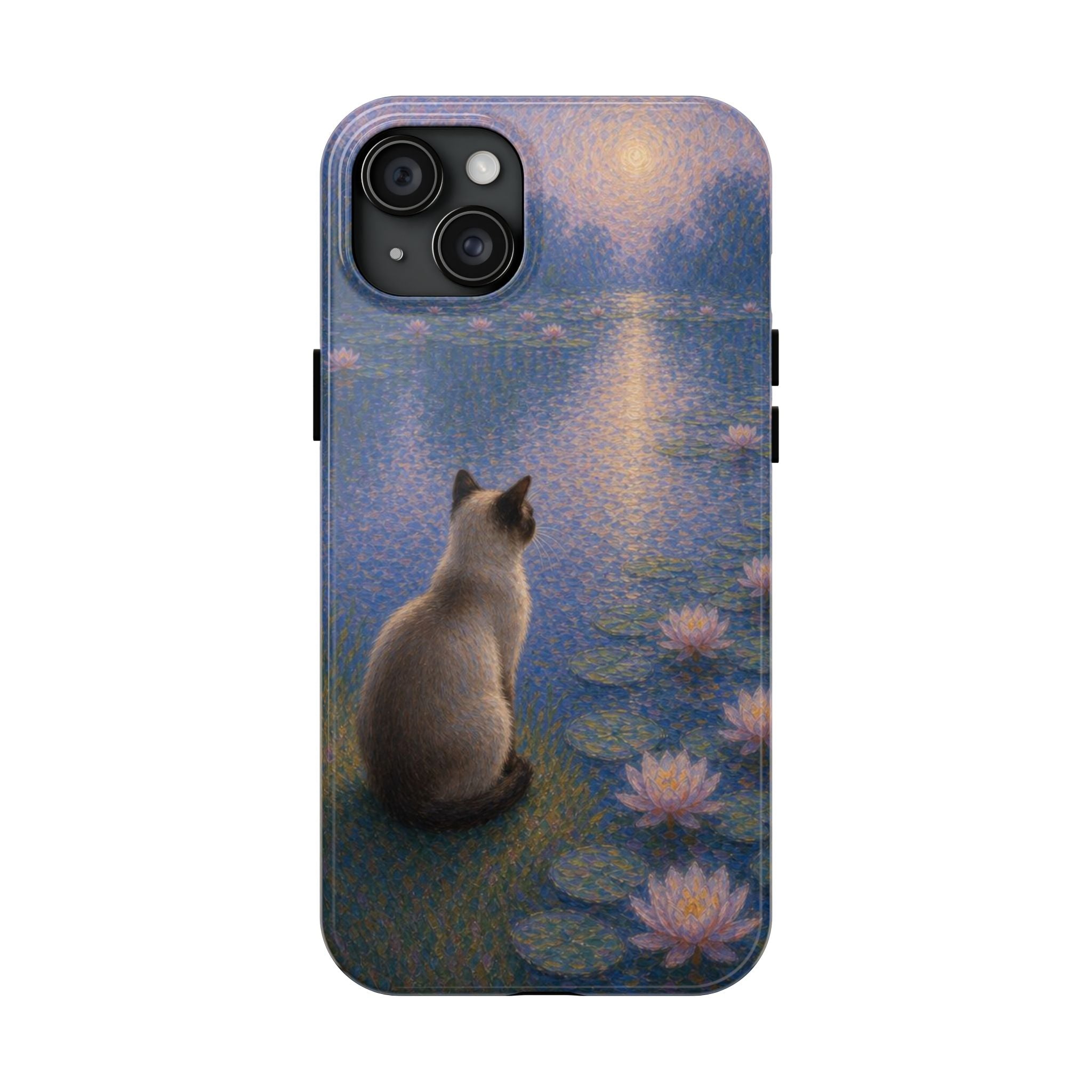 Siamese Cat by Moonlight Tough Phone Case – Waterlily Dream Protective Cover