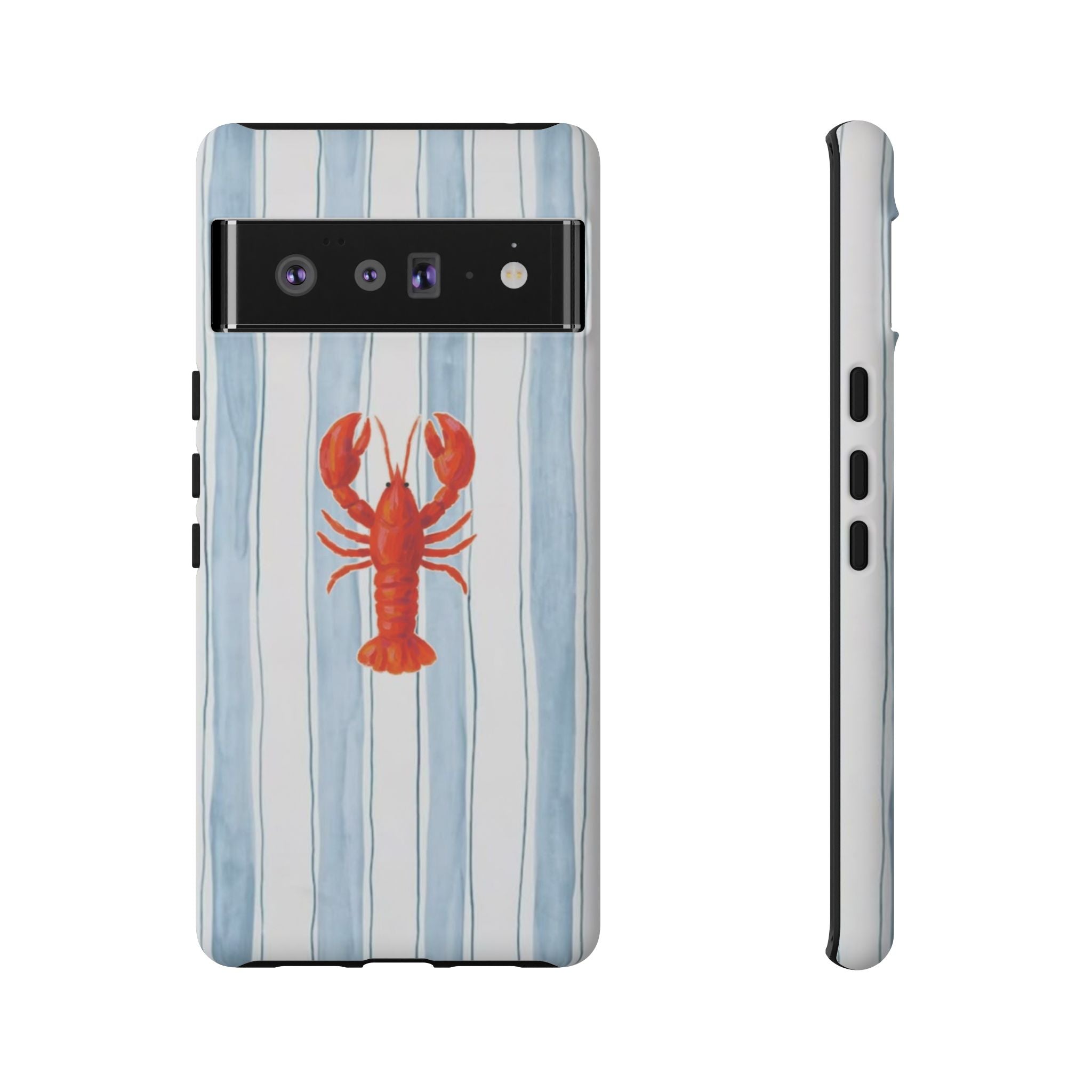 Lobster Stripe Phone Case — Nautical Blue & White Protective Cover
