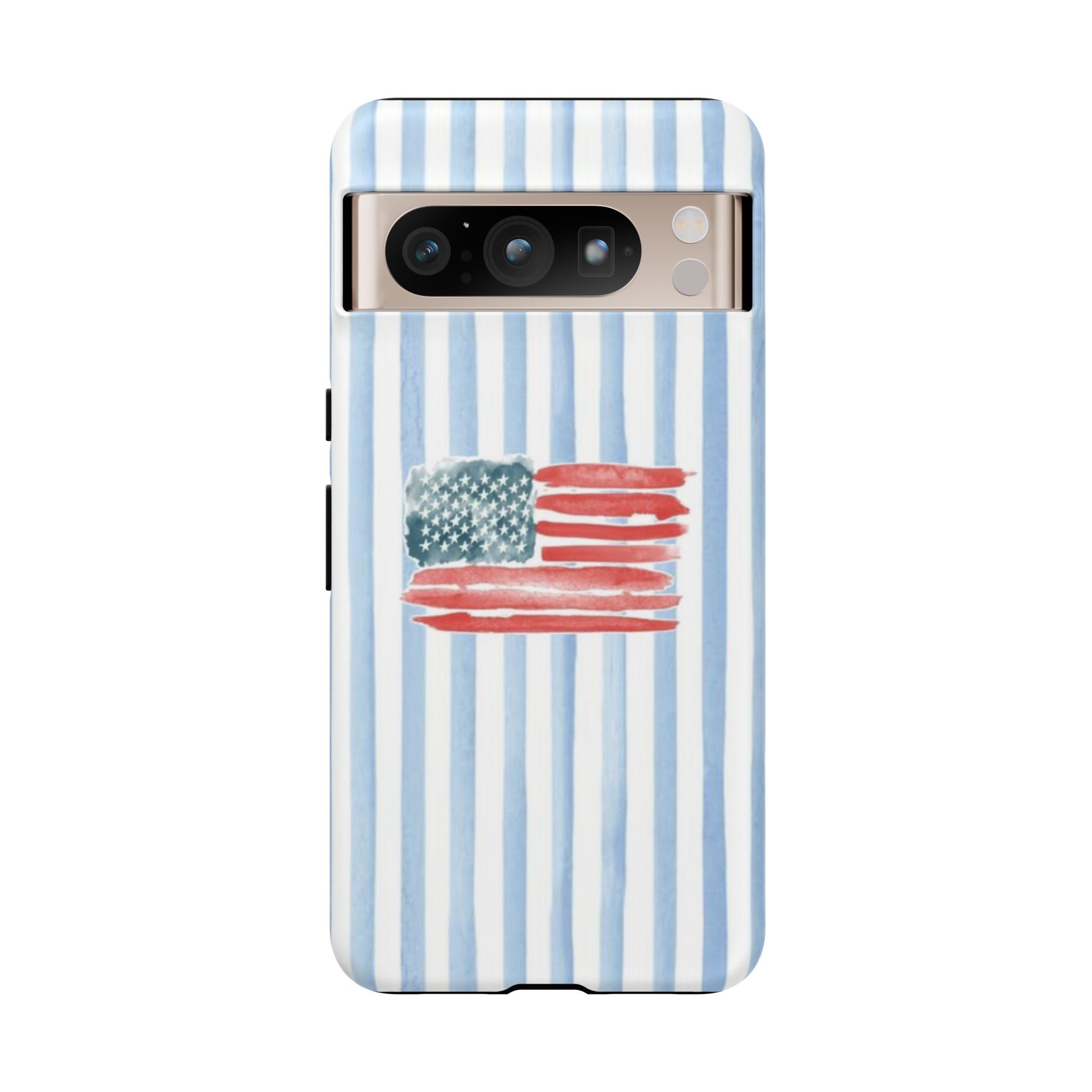 American Flag Watercolor Phone Case - Blue Stripe Tough Case