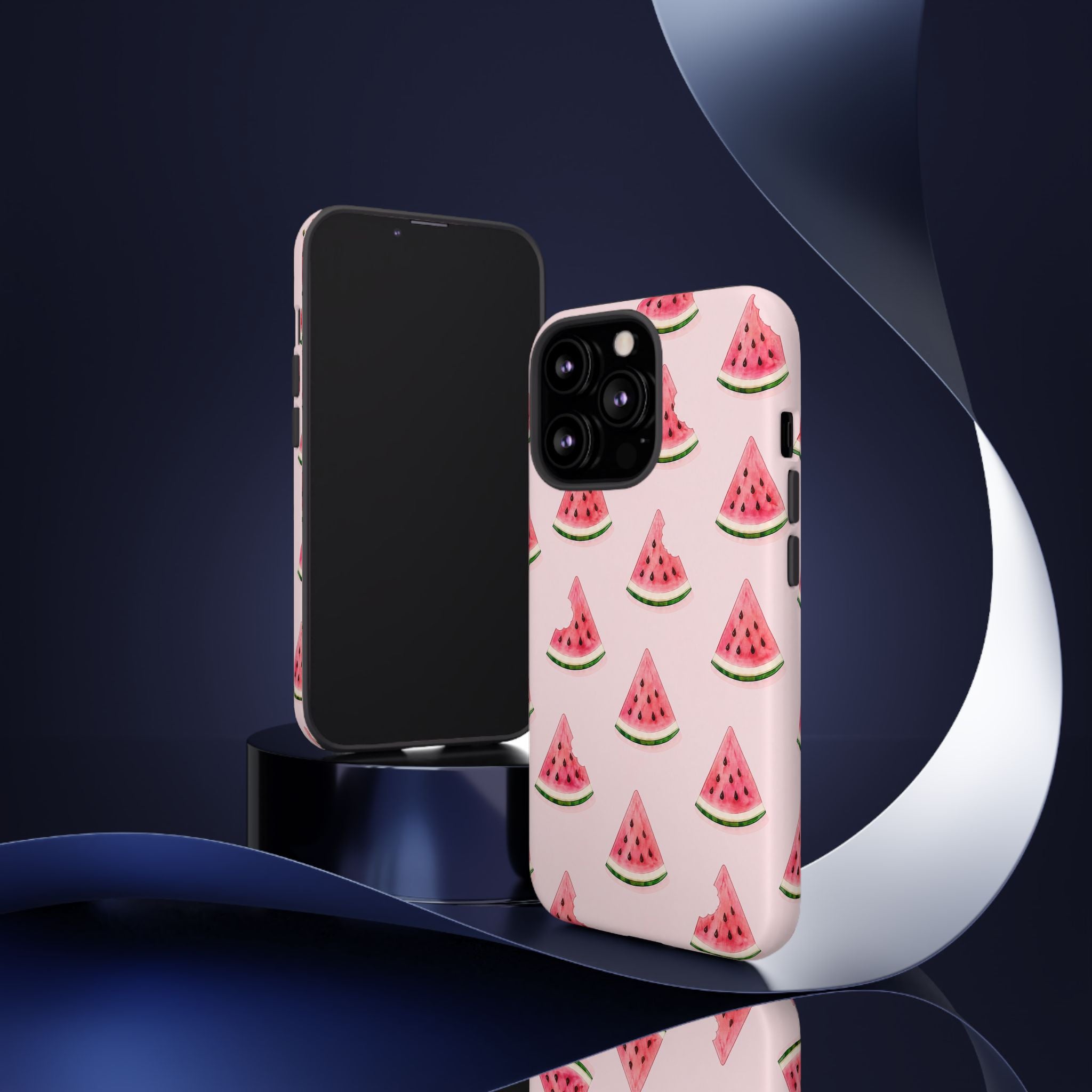 Watermelon Pattern Tough Phone Case — Pink Fruit Slice Protective Case