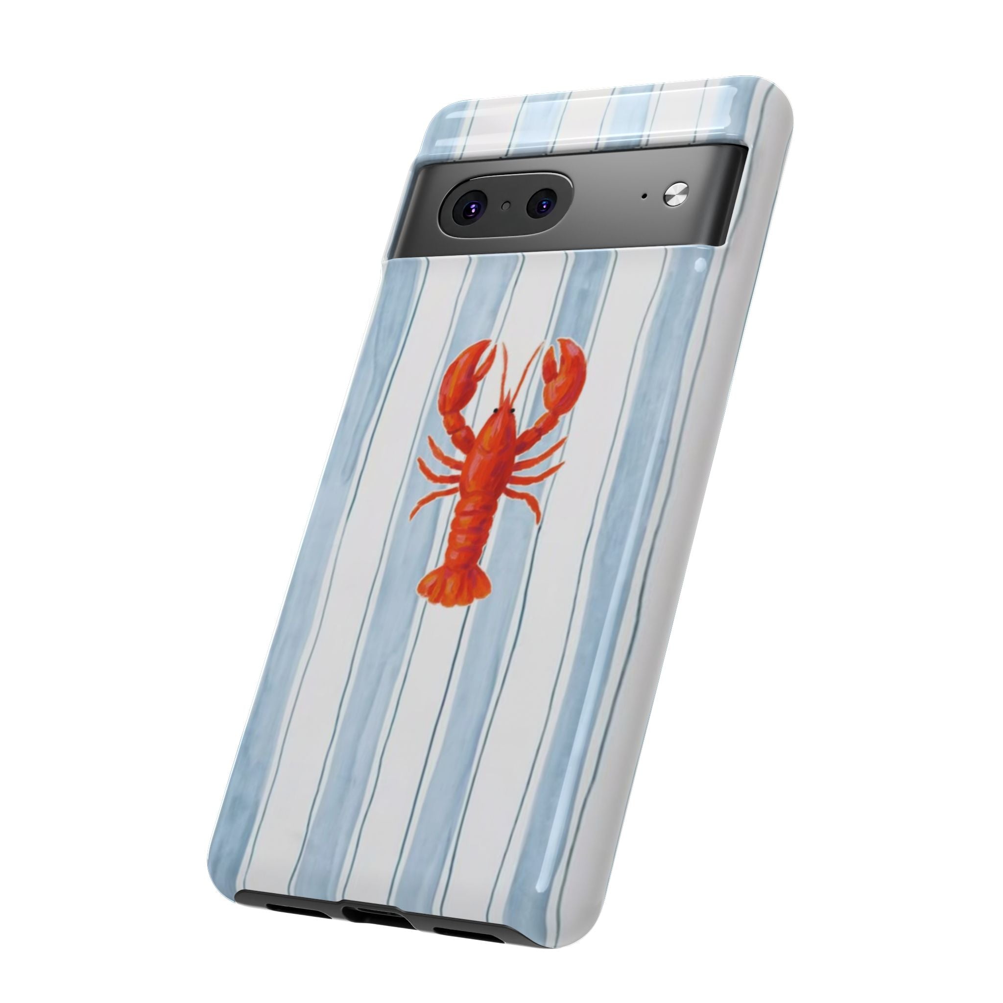 Lobster Stripe Phone Case — Nautical Blue & White Protective Cover