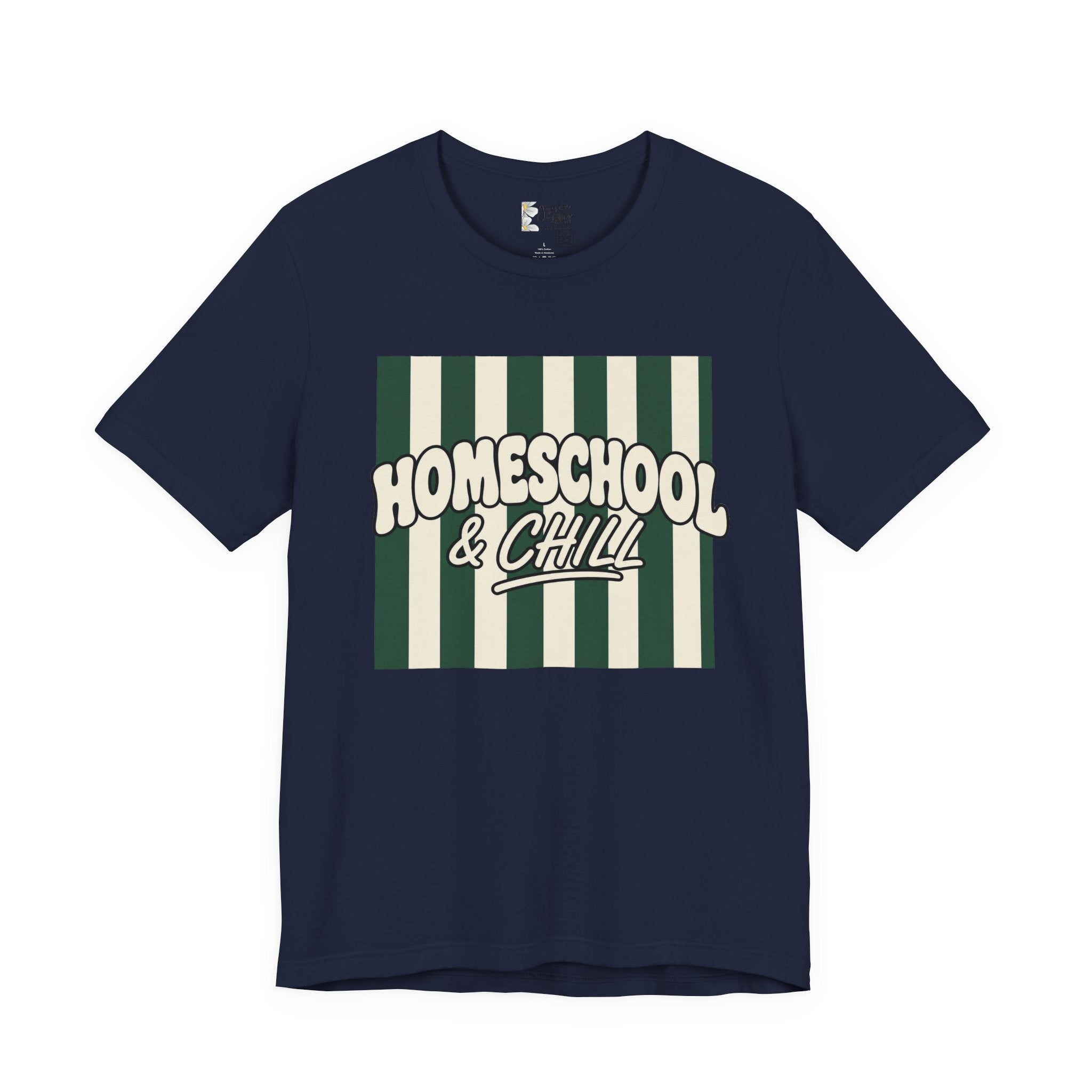 Homeschool & Chill T-Shirt — Retro Green Striped Homeschool Tee