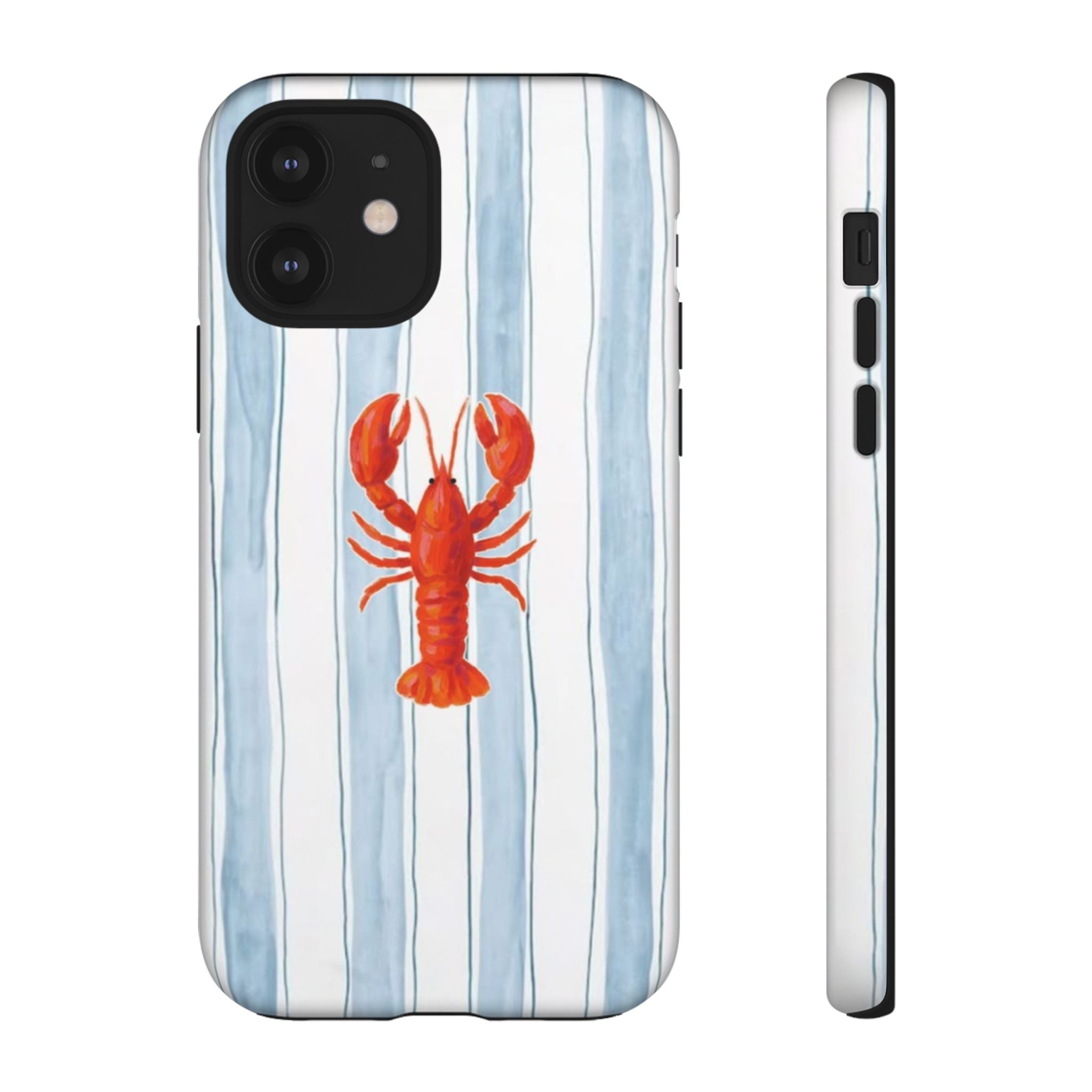 Lobster Stripe Phone Case — Nautical Blue & White Protective Cover