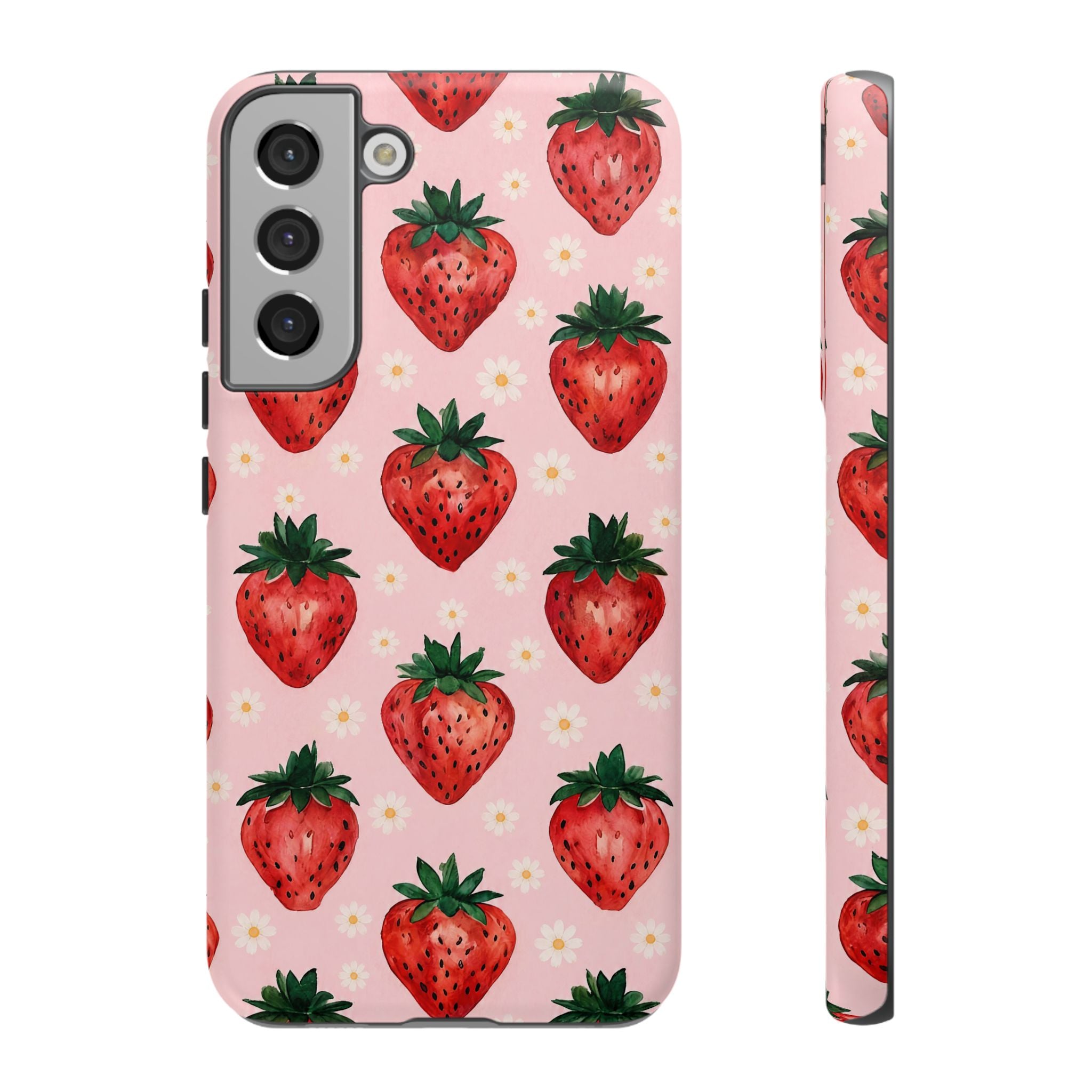 Strawberry Pattern Tough Case — Cute Pink Fruit Phone Case