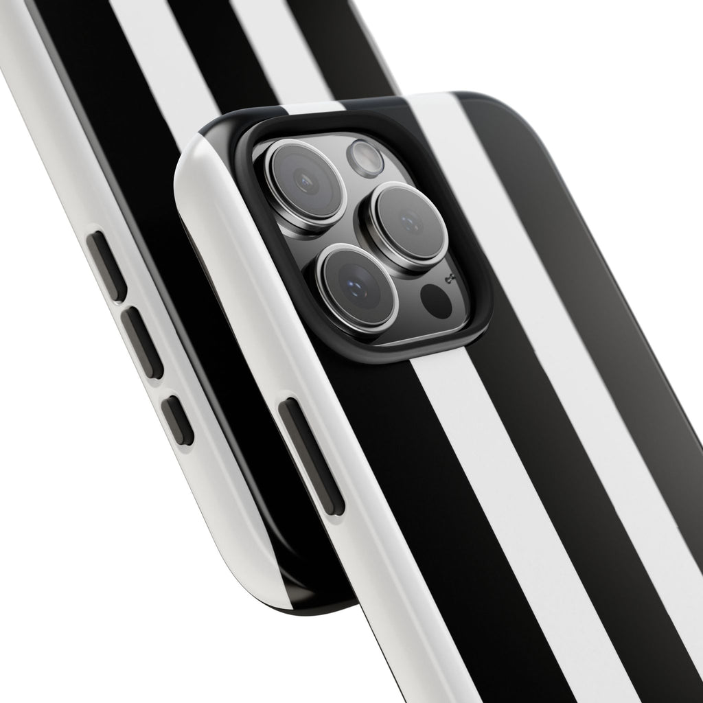 Black & White Bold Stripe Phone Case — Tough Protective Cover