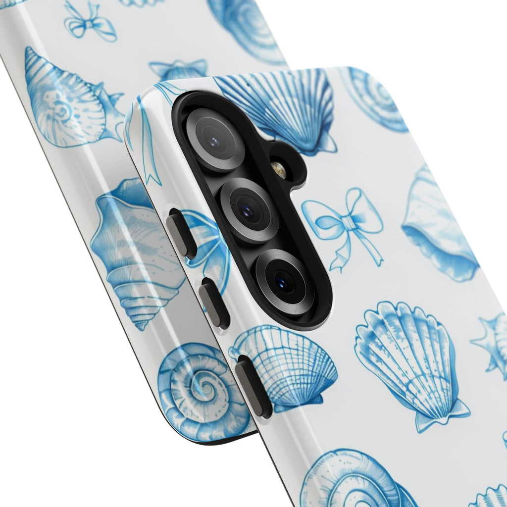 Seashell Blue Tough Phone Case – Coastal Shell Pattern Protective Cover