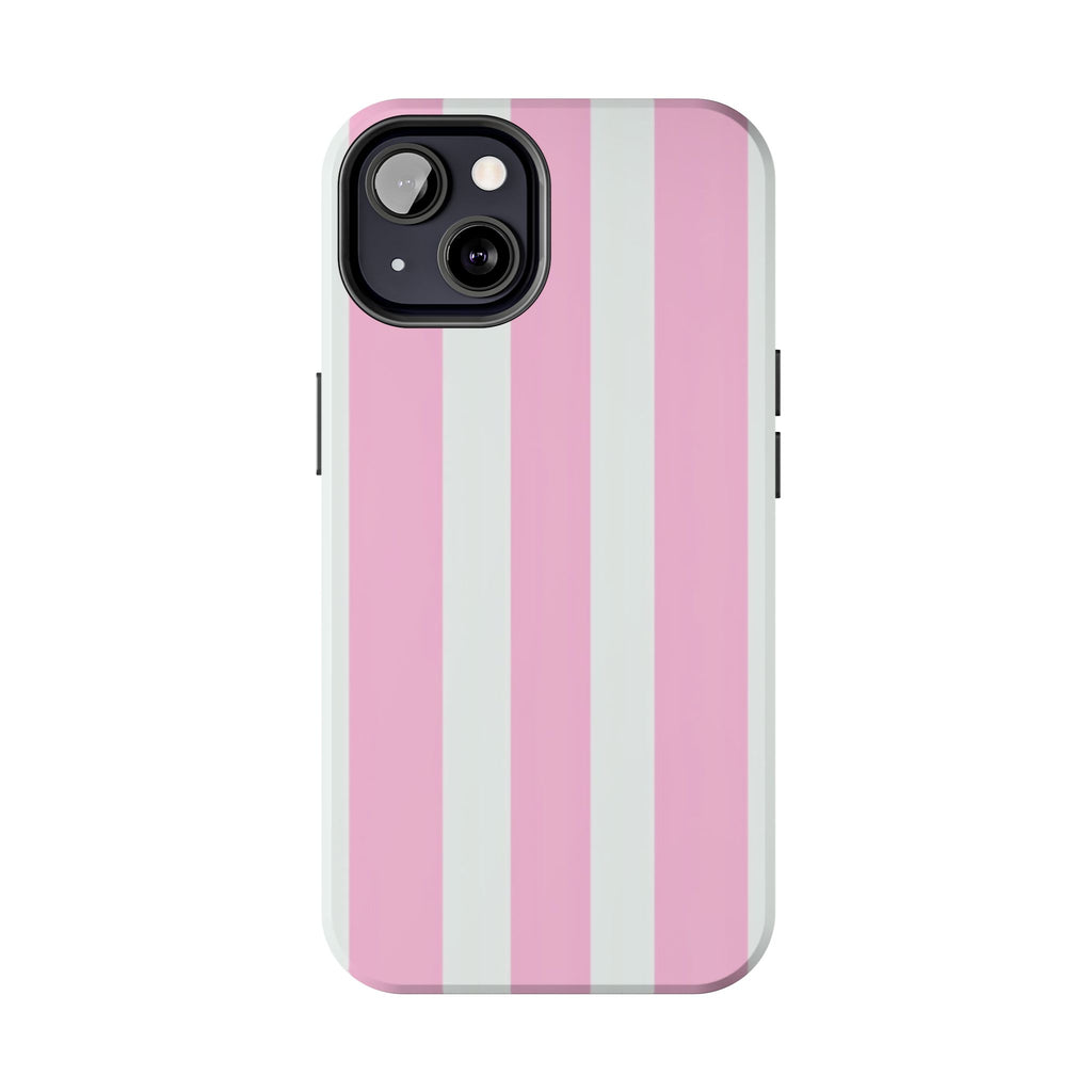 Pink & White Stripe Tough Phone Case — Protective Stripe iPhone Cover