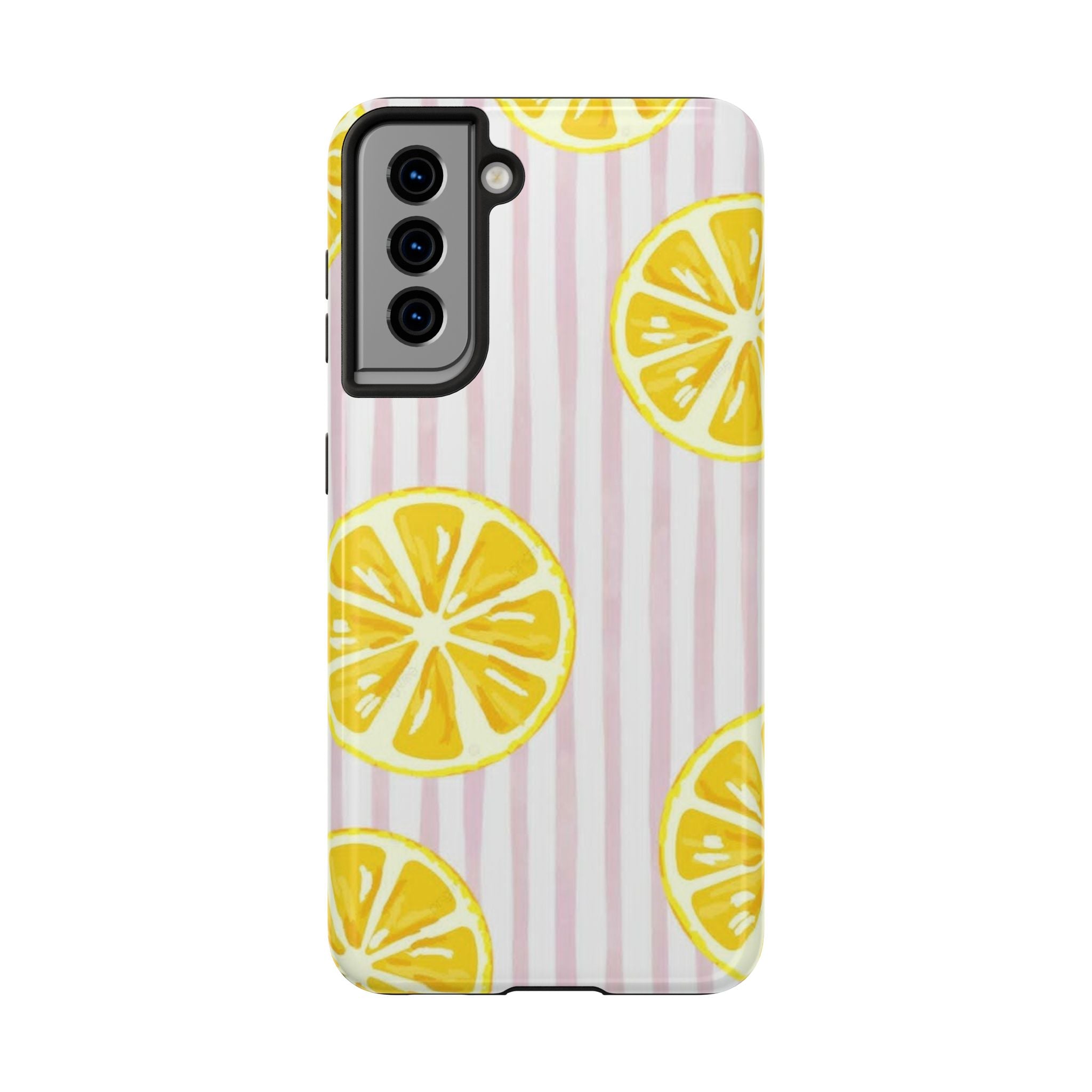 Lemon Slice Tough Phone Case — Pink Stripe Summer Protective Cover