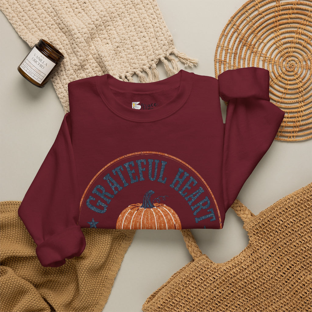 Grateful Heart Pumpkin Sweatshirt – Fall Homeschool Crewneck