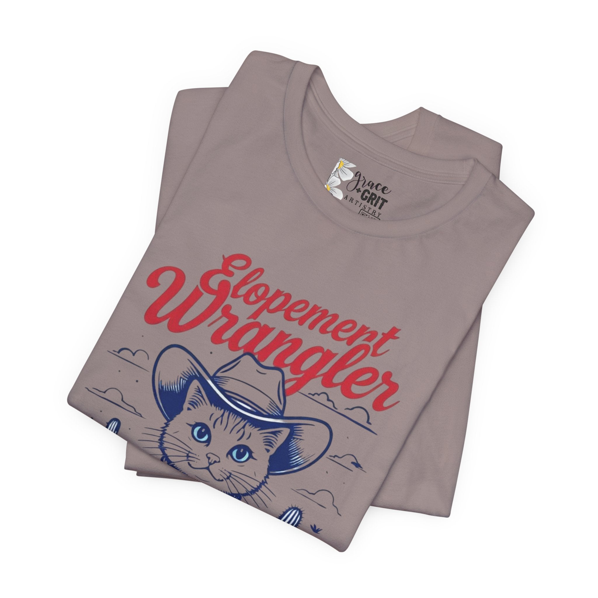 Elopement Wrangler Cat Tee | Cowboy Hat Cactus Desert Cat Illustration