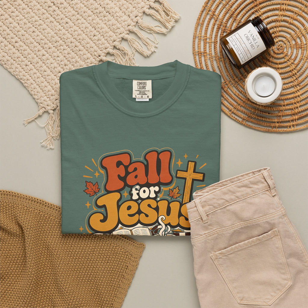 Fall for Jesus He Never Leaves Christian T-Shirt