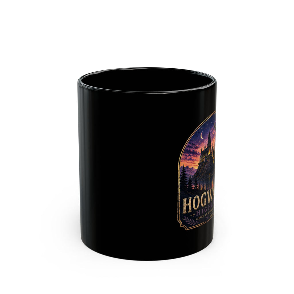 Hogwarts Highlands Black Mug — Castle Sunset Coffee Cup (11oz/15oz)