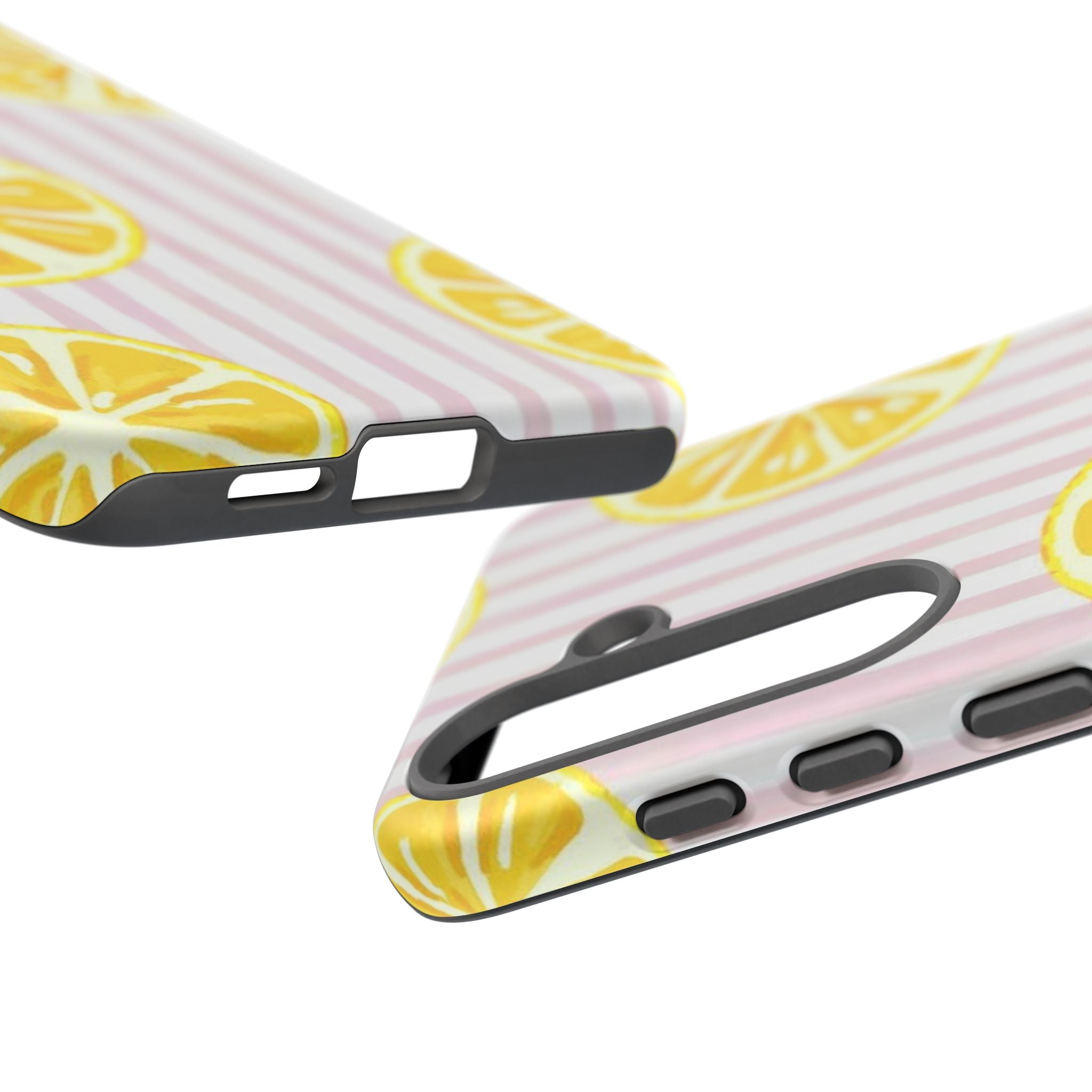 Lemon Slices Tough Case — Cute Pink Stripe Phone Cover