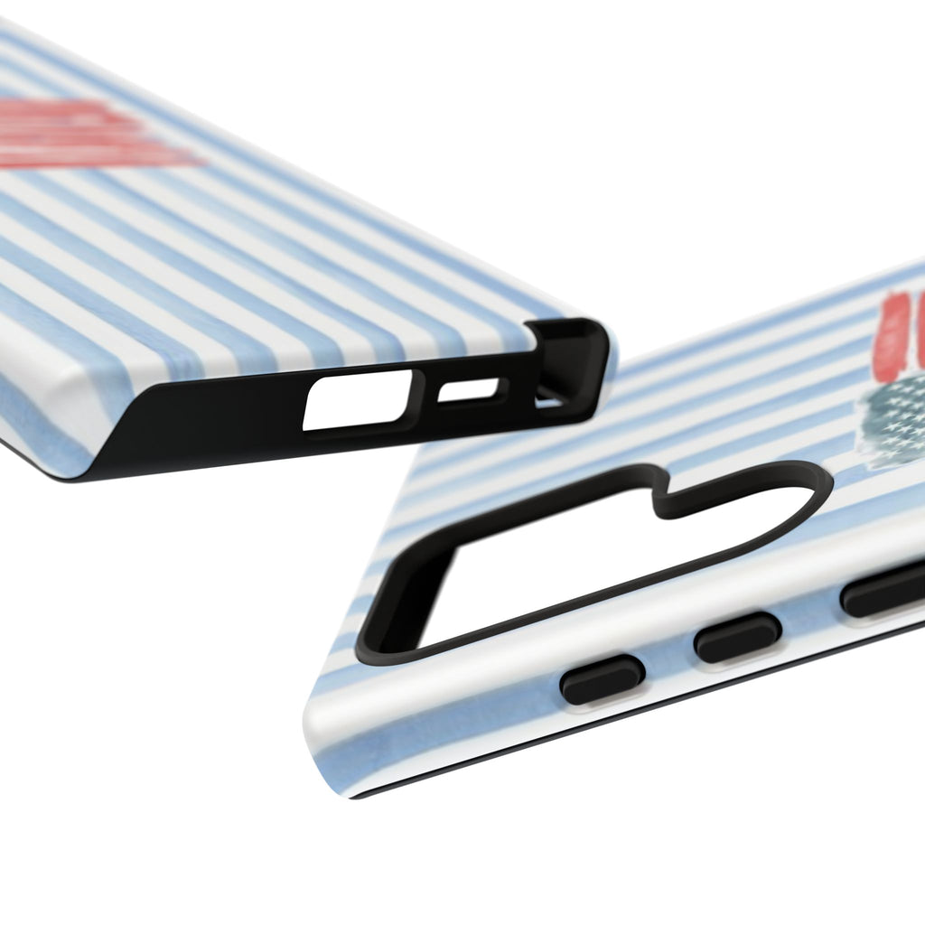 American Flag Watercolor Phone Case - Blue Stripe Tough Case