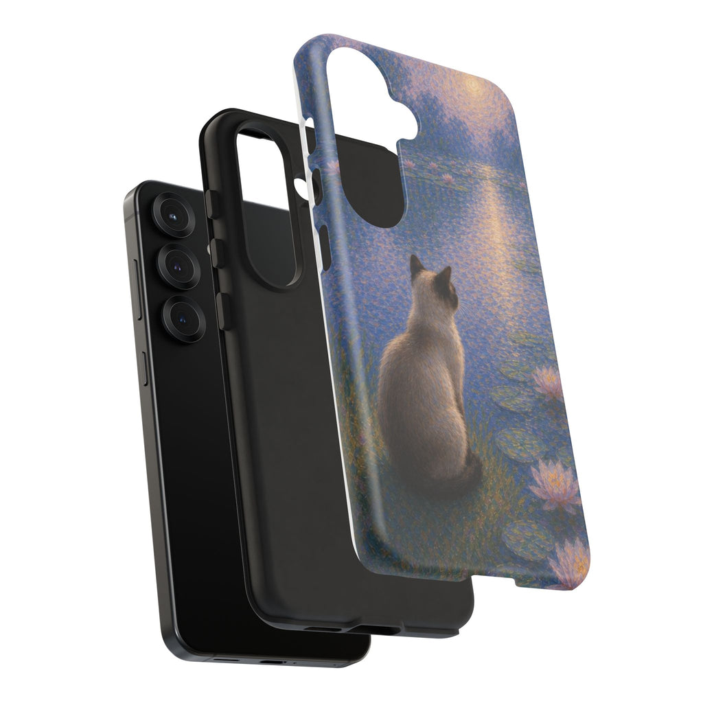Cat Moonlight Phone Case — Serene Siamese by Lily Pond