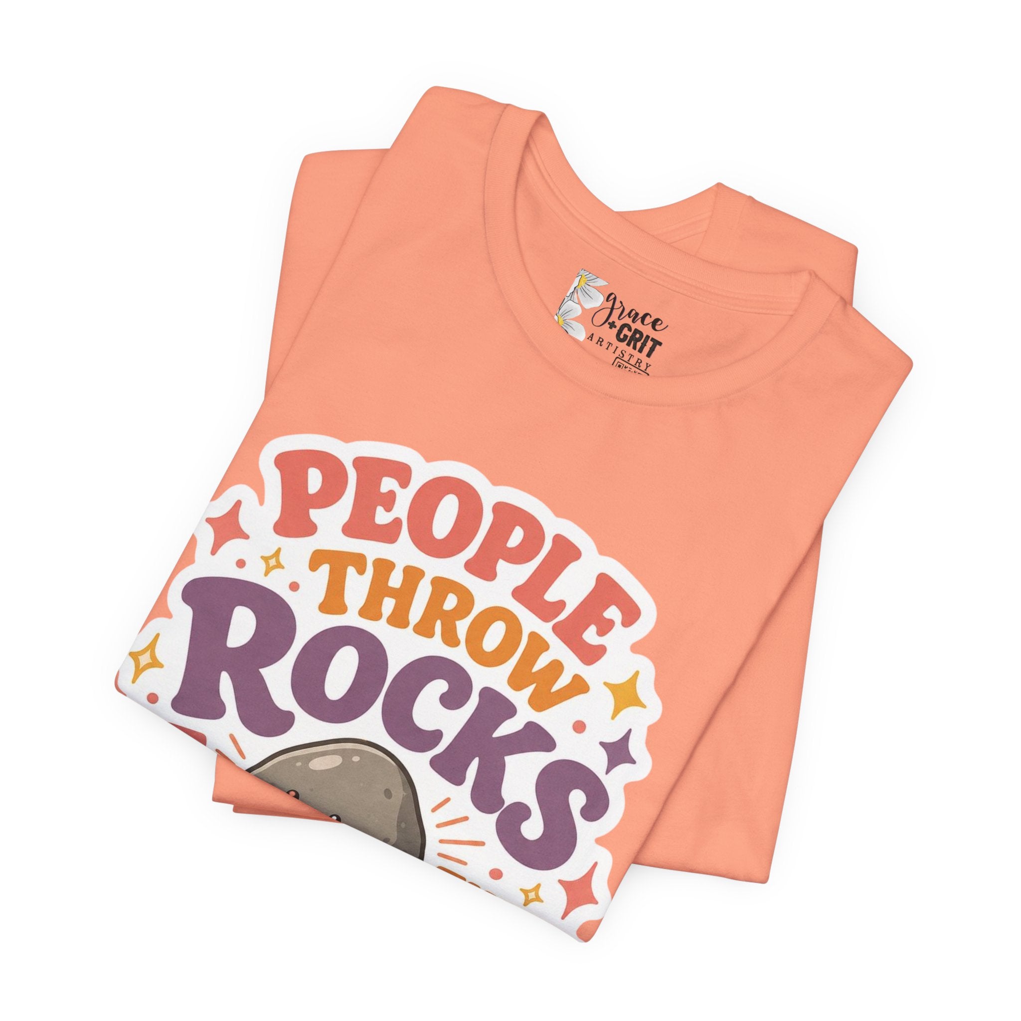 People Throw Rocks at Things That Shine T-Shirt | Cute Rock Illustration