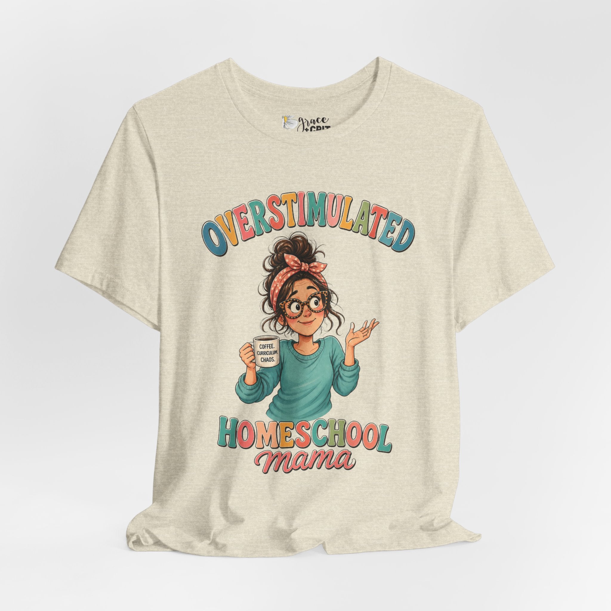 Homeschool Mama T-Shirt – “Overstimulated” Cute Mom Graphic Tee