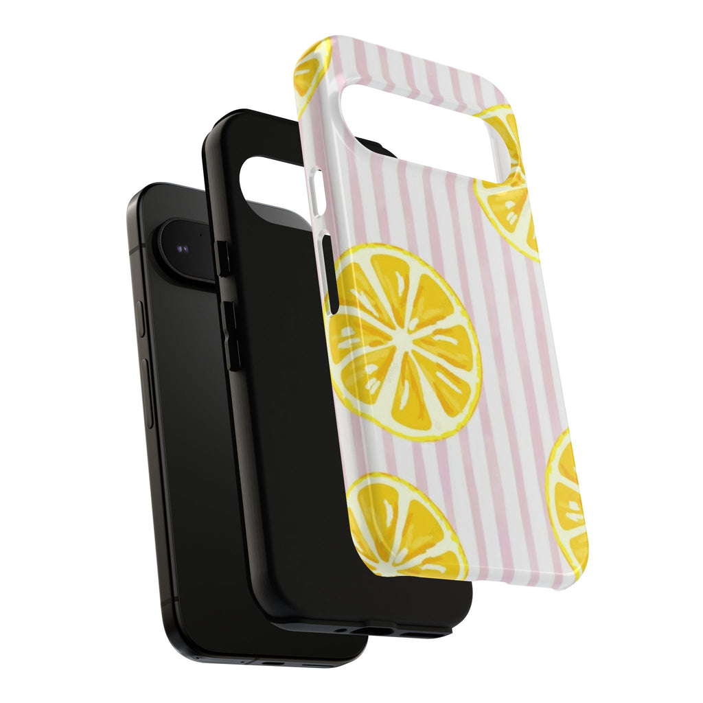 Lemon Slices Tough Case — Cute Pink Stripe Phone Cover