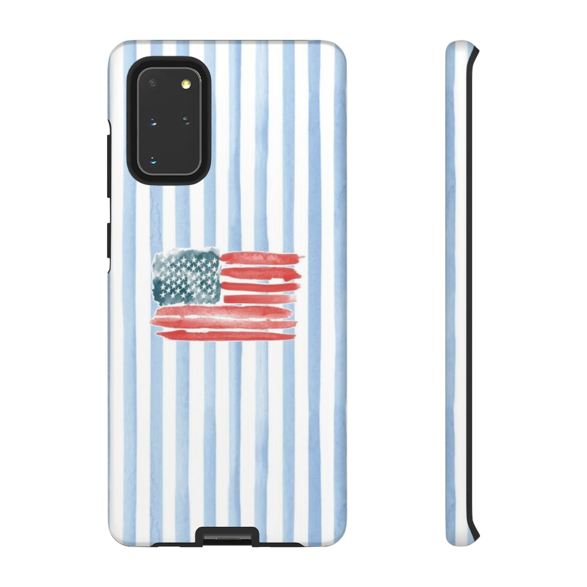 American Flag Watercolor Phone Case - Blue Stripe Tough Case