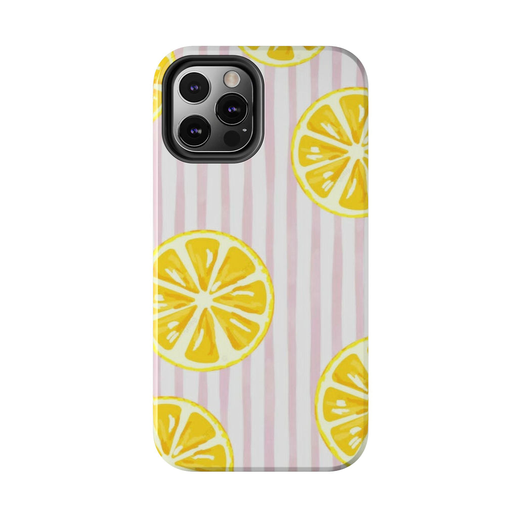 Lemon Slice Tough Phone Case — Pink Stripe Summer Protective Cover
