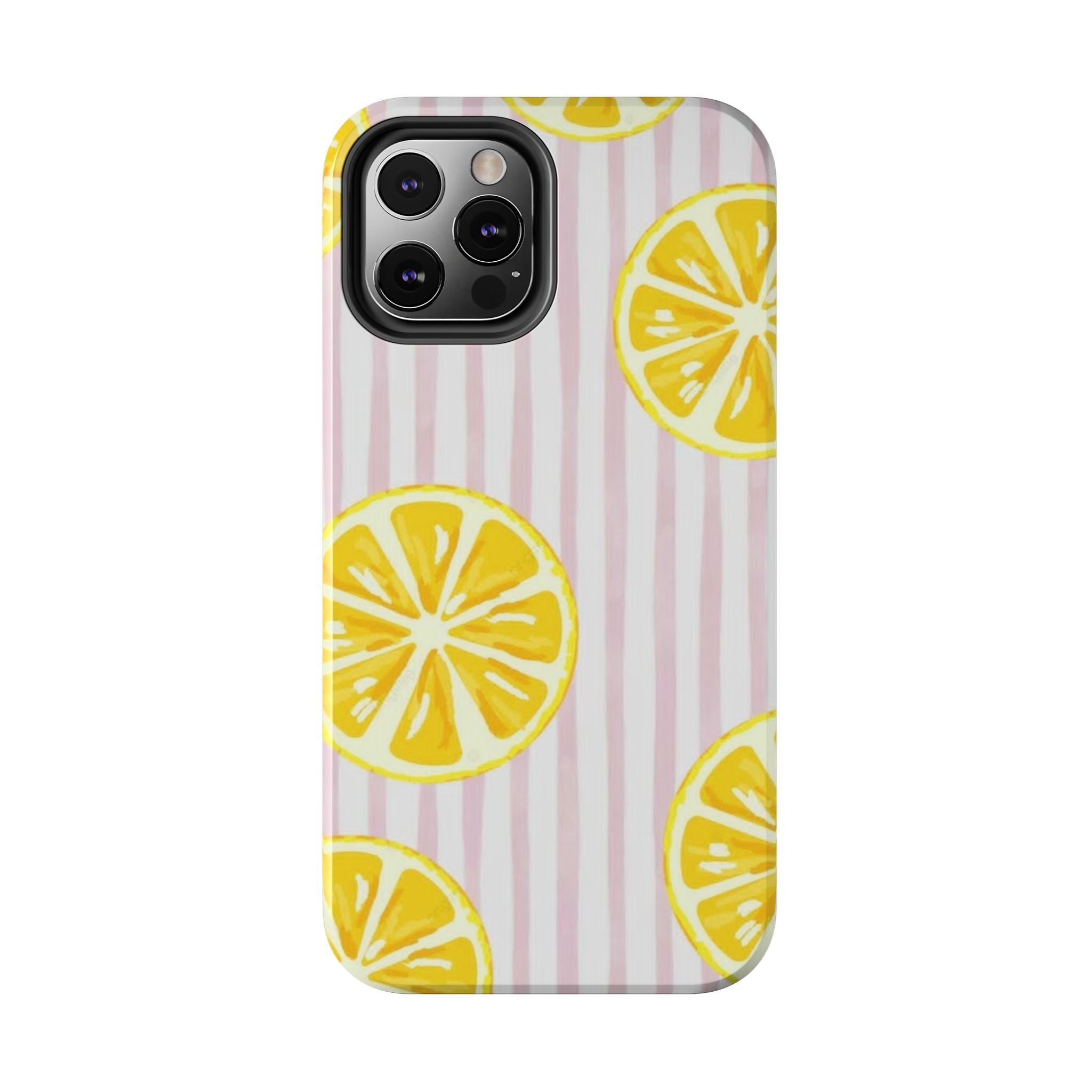 Lemon Slice Tough Phone Case — Pink Stripe Summer Protective Cover