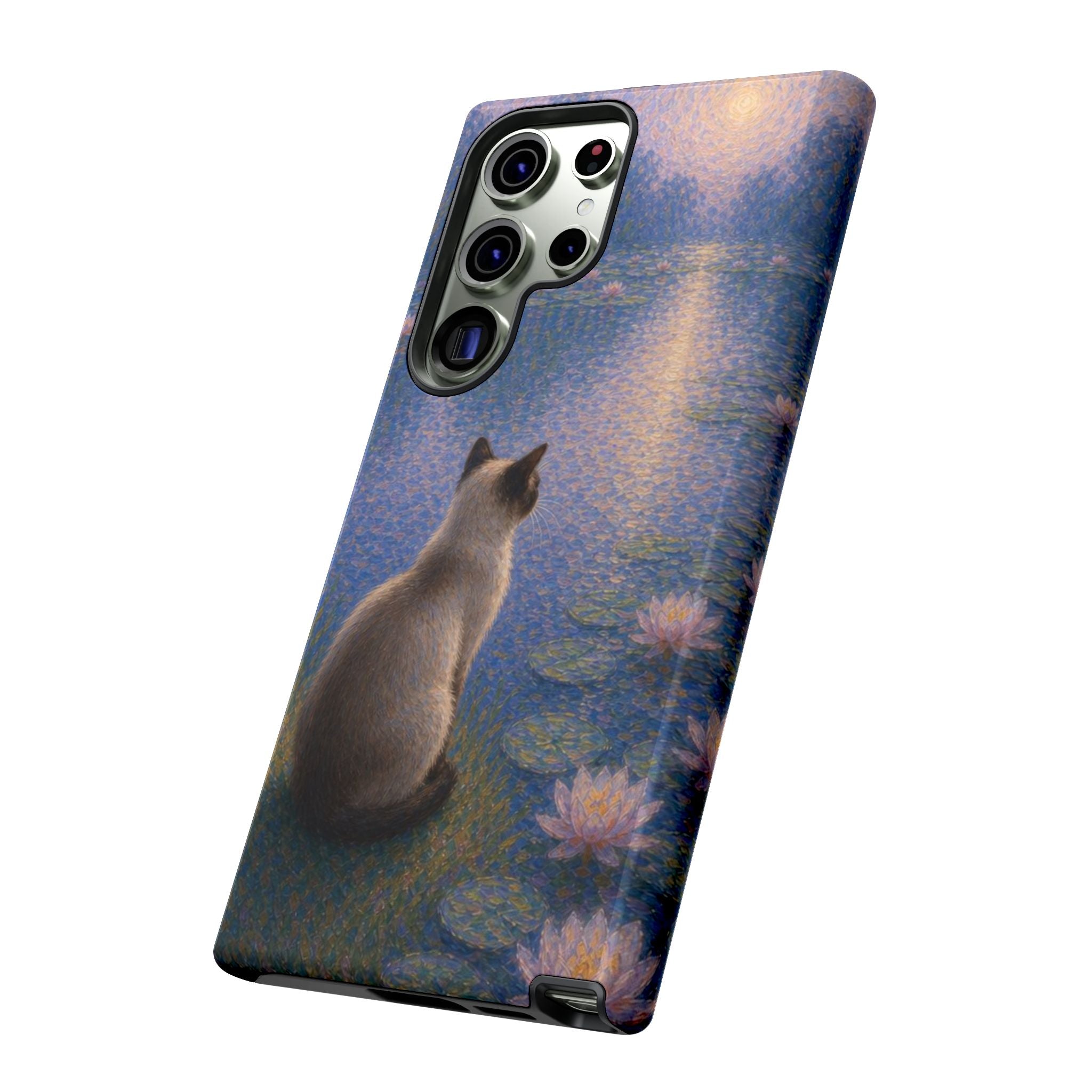 Cat Moonlight Phone Case — Serene Siamese by Lily Pond