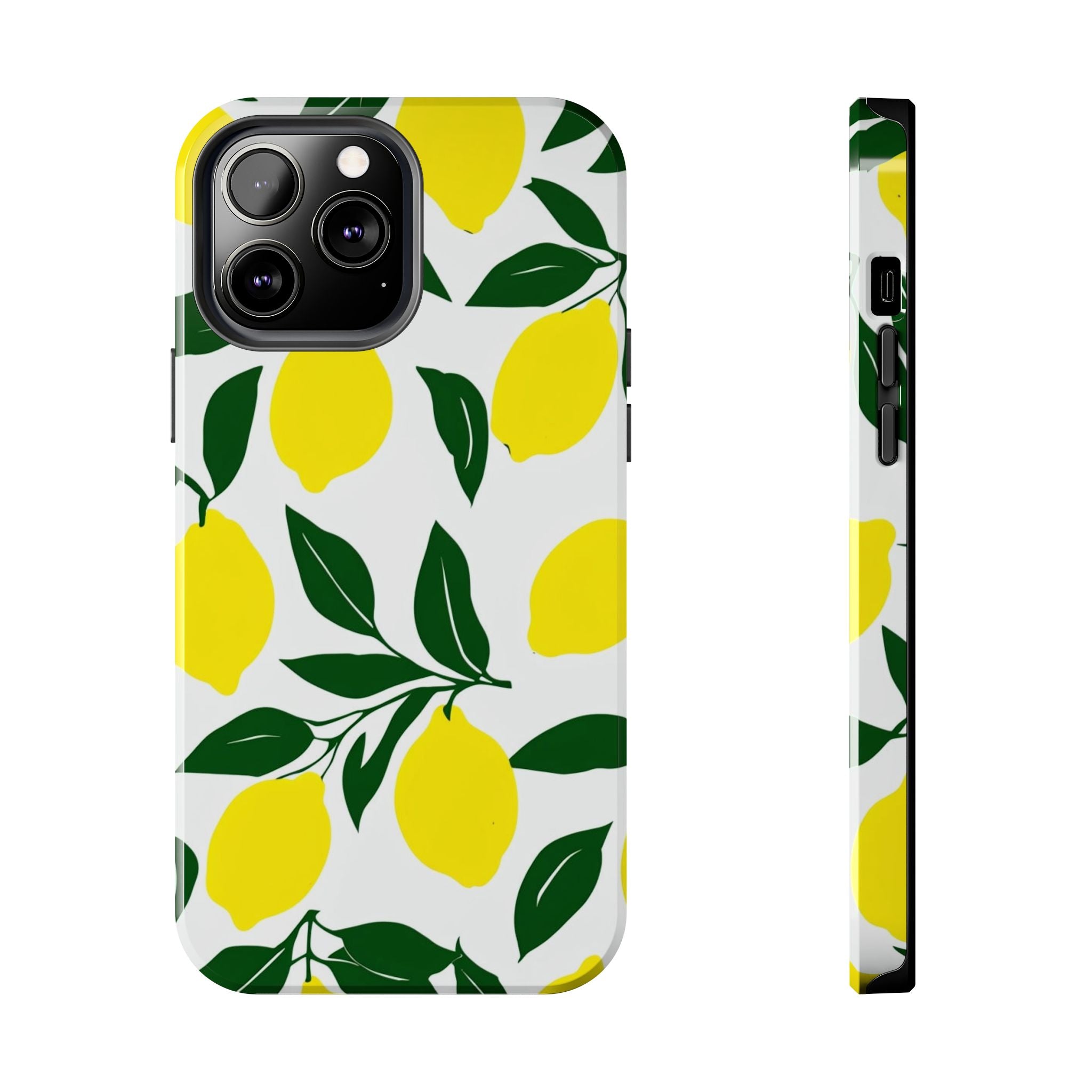Lemon Pattern Tough Phone Case — Bright Citrus Protective Phone Cover