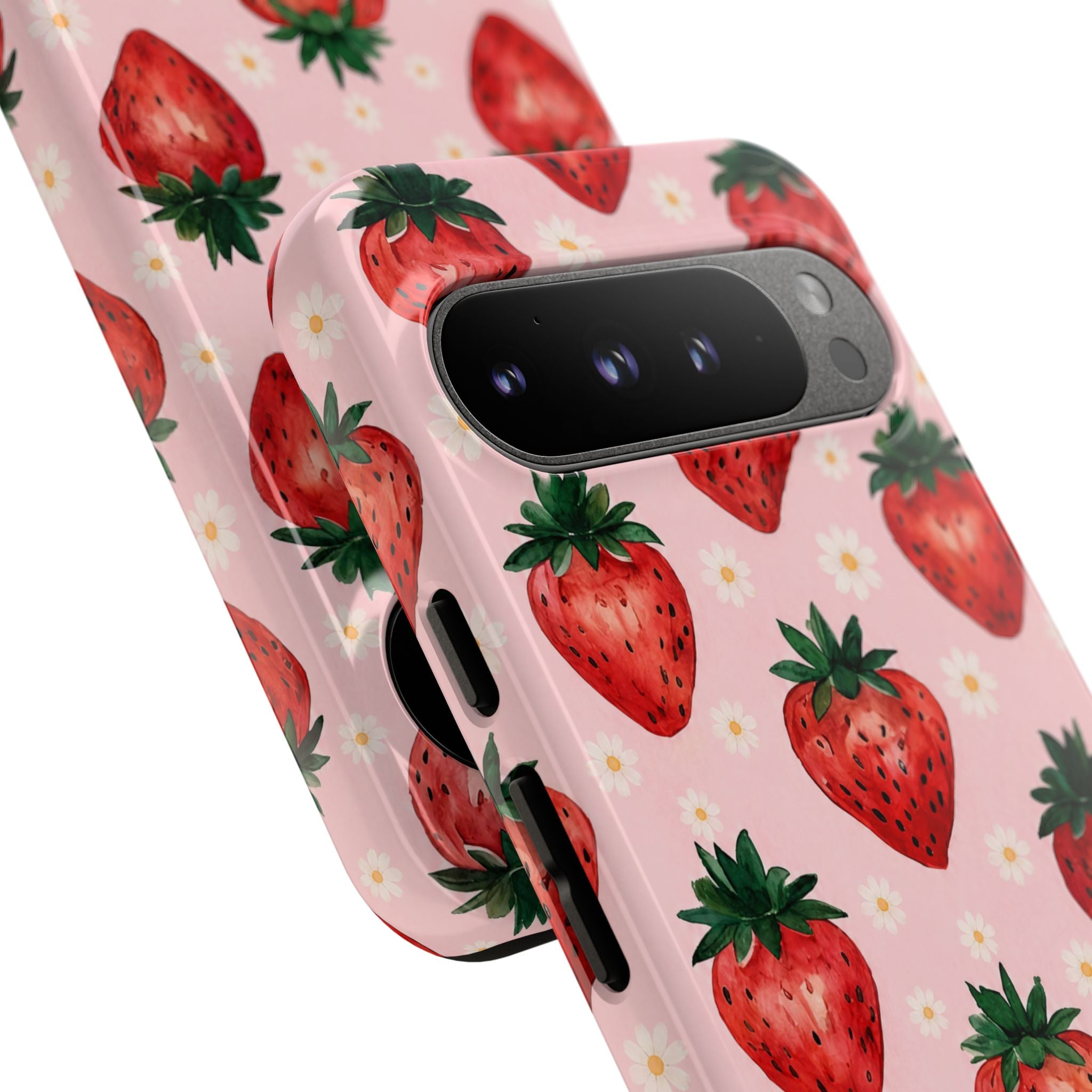 Strawberry Pattern Tough Case — Cute Pink Fruit Phone Case