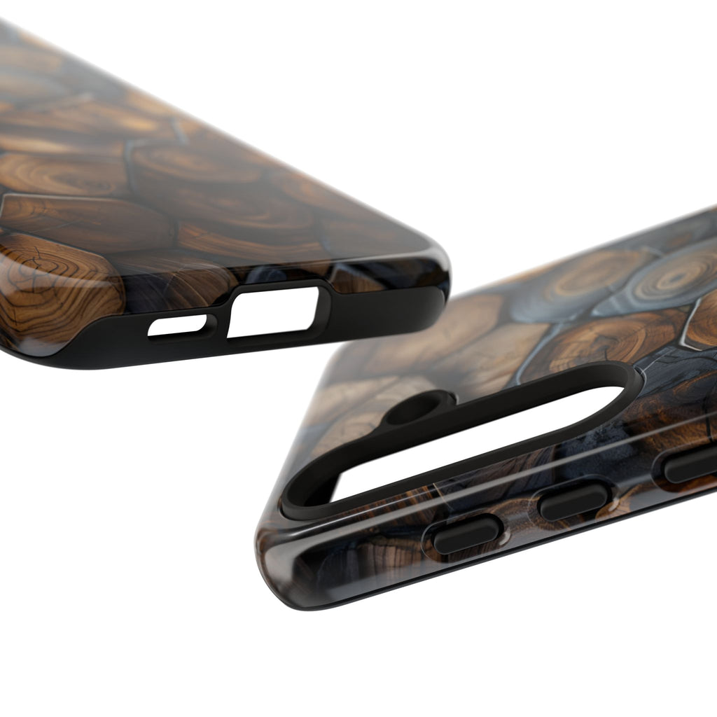 Wood Grain Hex Phone Case — Rustic Geometric iPhone Protection