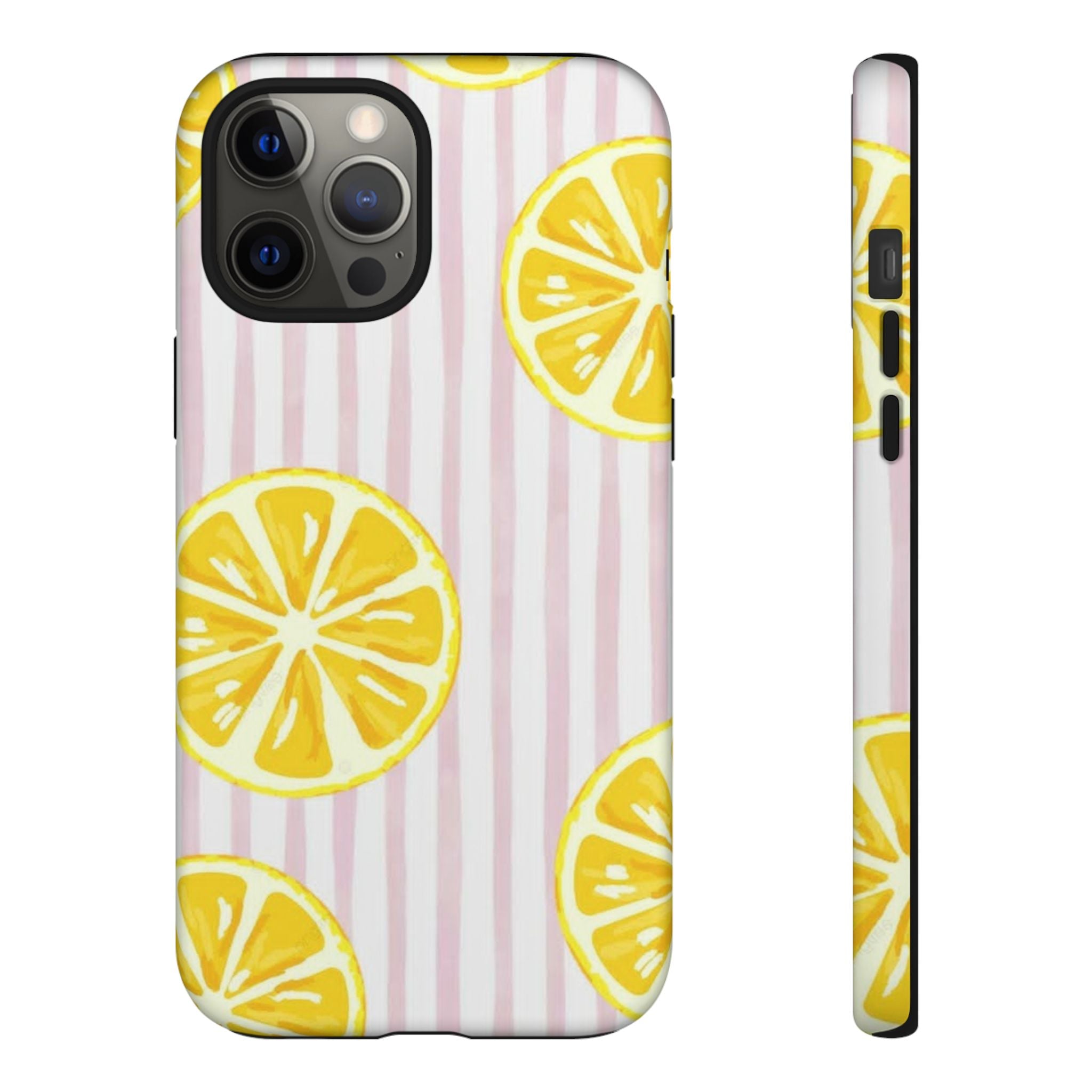 Lemon Slices Tough Case — Cute Pink Stripe Phone Cover