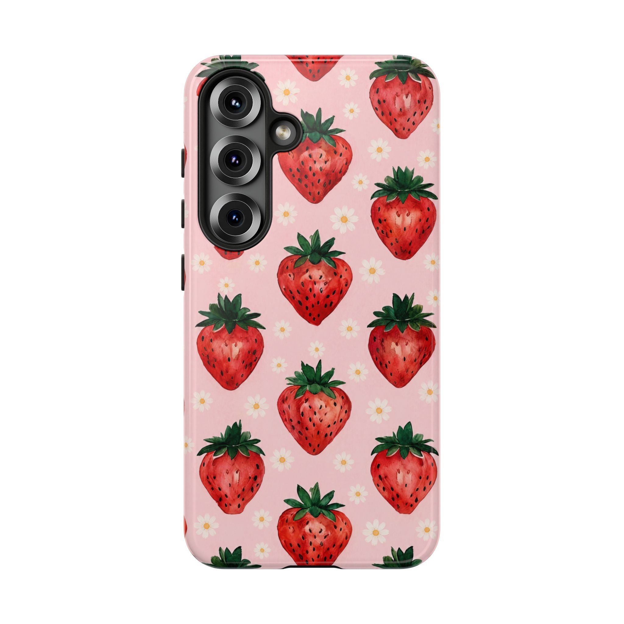 Strawberry Pattern Tough Case — Cute Pink Fruit Phone Case