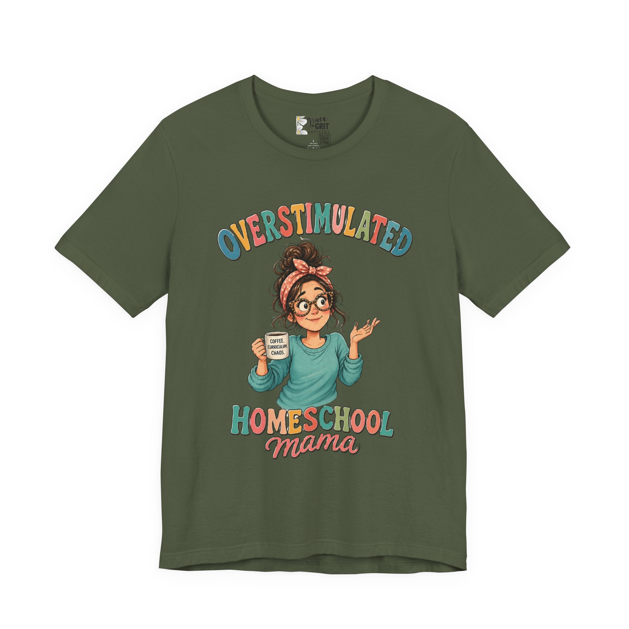 Homeschool Mama T-Shirt – “Overstimulated” Cute Mom Graphic Tee