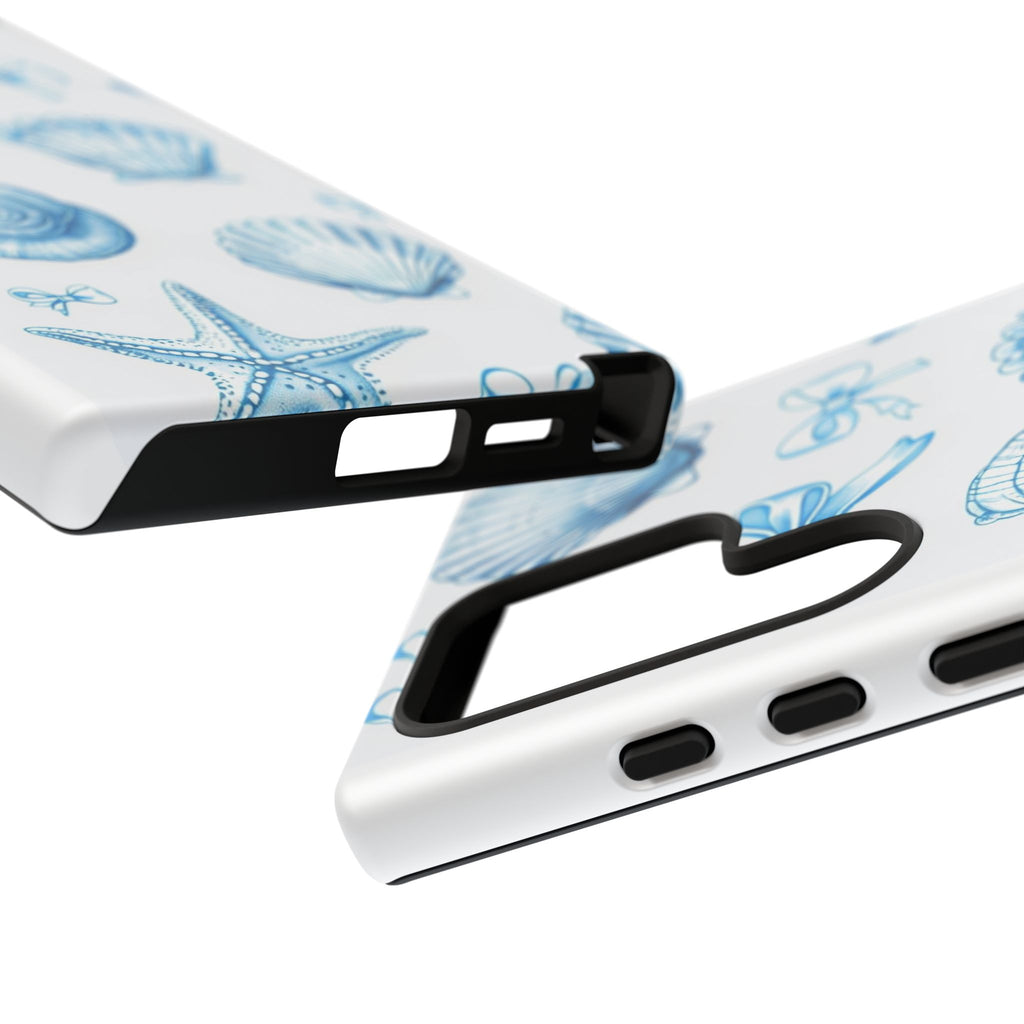Seaside Shells Phone Case — Blue Nautical Shell & Starfish Pattern