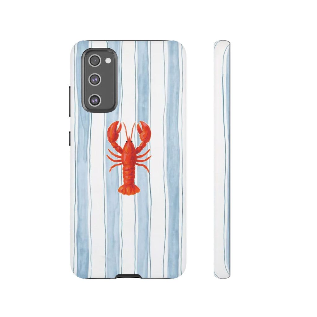 Lobster Stripe Phone Case — Nautical Blue & White Protective Cover