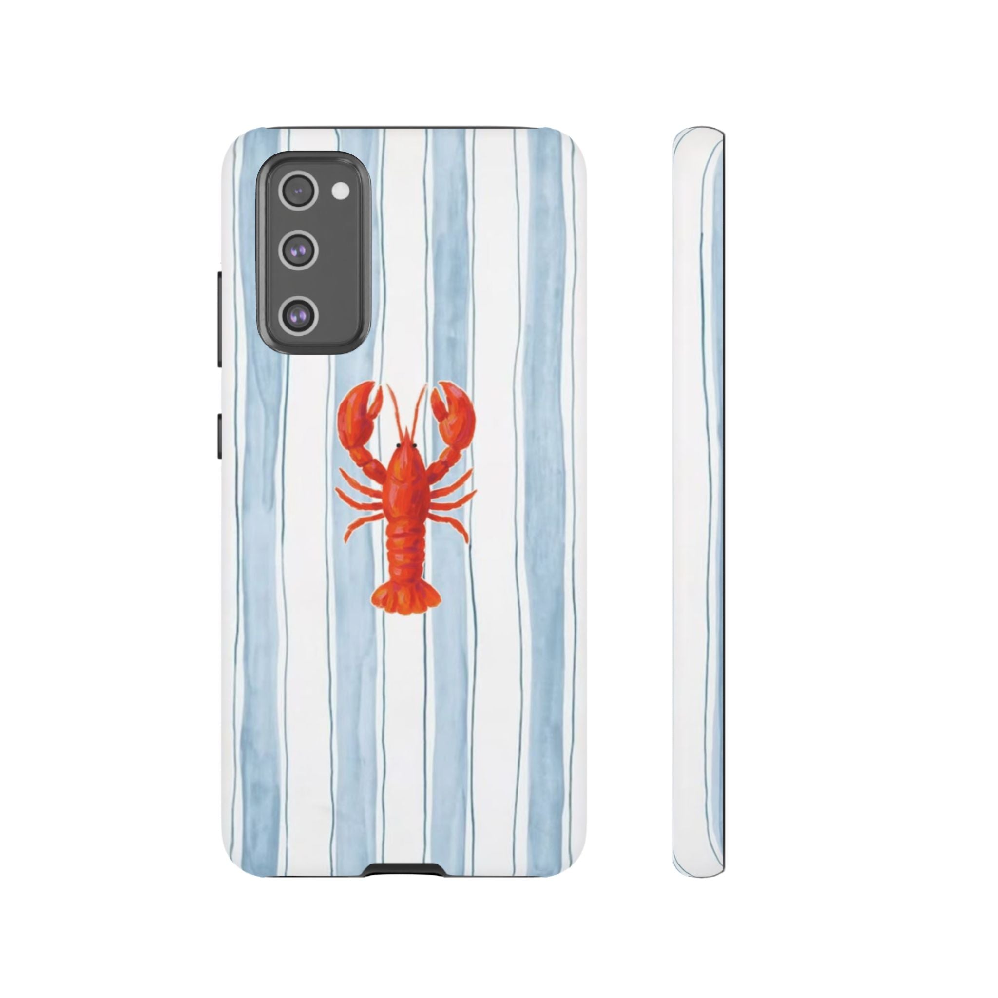 Lobster Stripe Phone Case — Nautical Blue & White Protective Cover