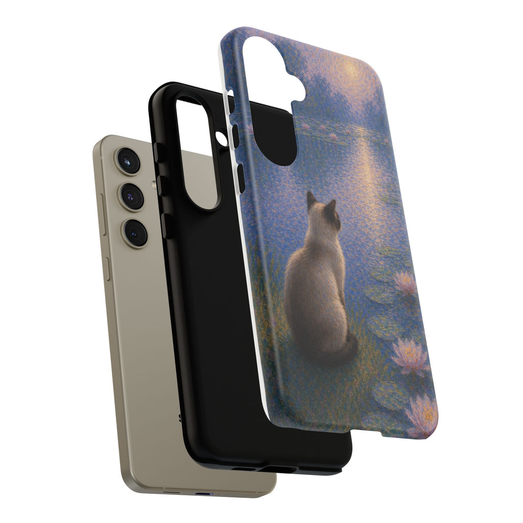 Cat Moonlight Phone Case — Serene Siamese by Lily Pond