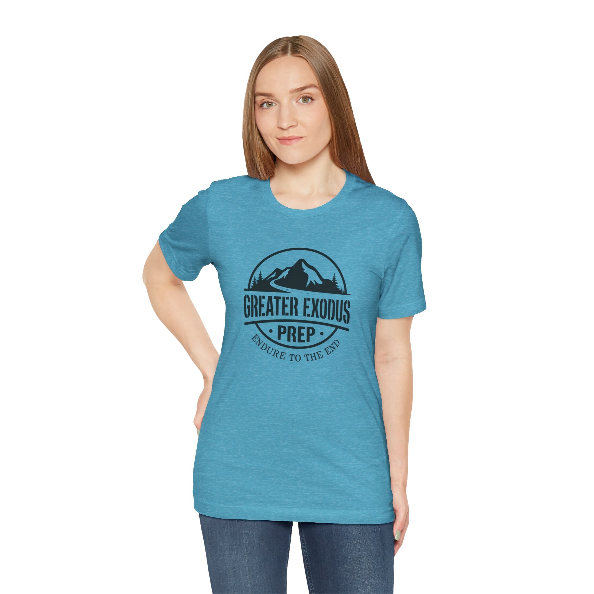 Greater Exodus Prep T-Shirt — Mountain Logo “Endure to the End” Adventure Tee